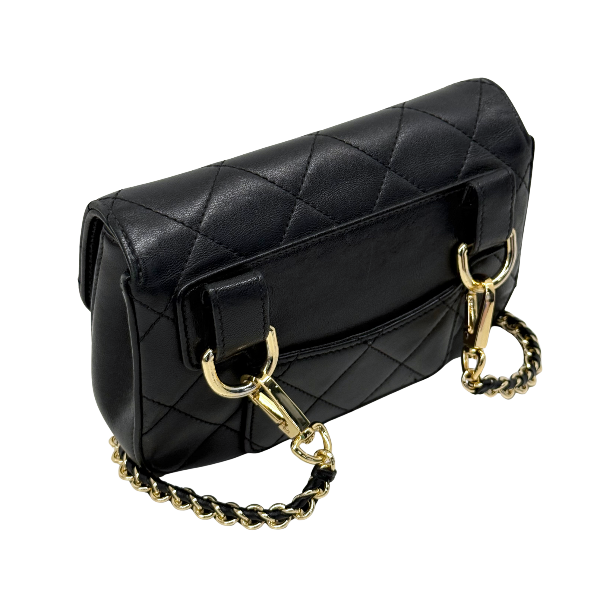 Chanel Lambskin Quilted Chain Infinity Waist Belt Bag (pre-owned)
