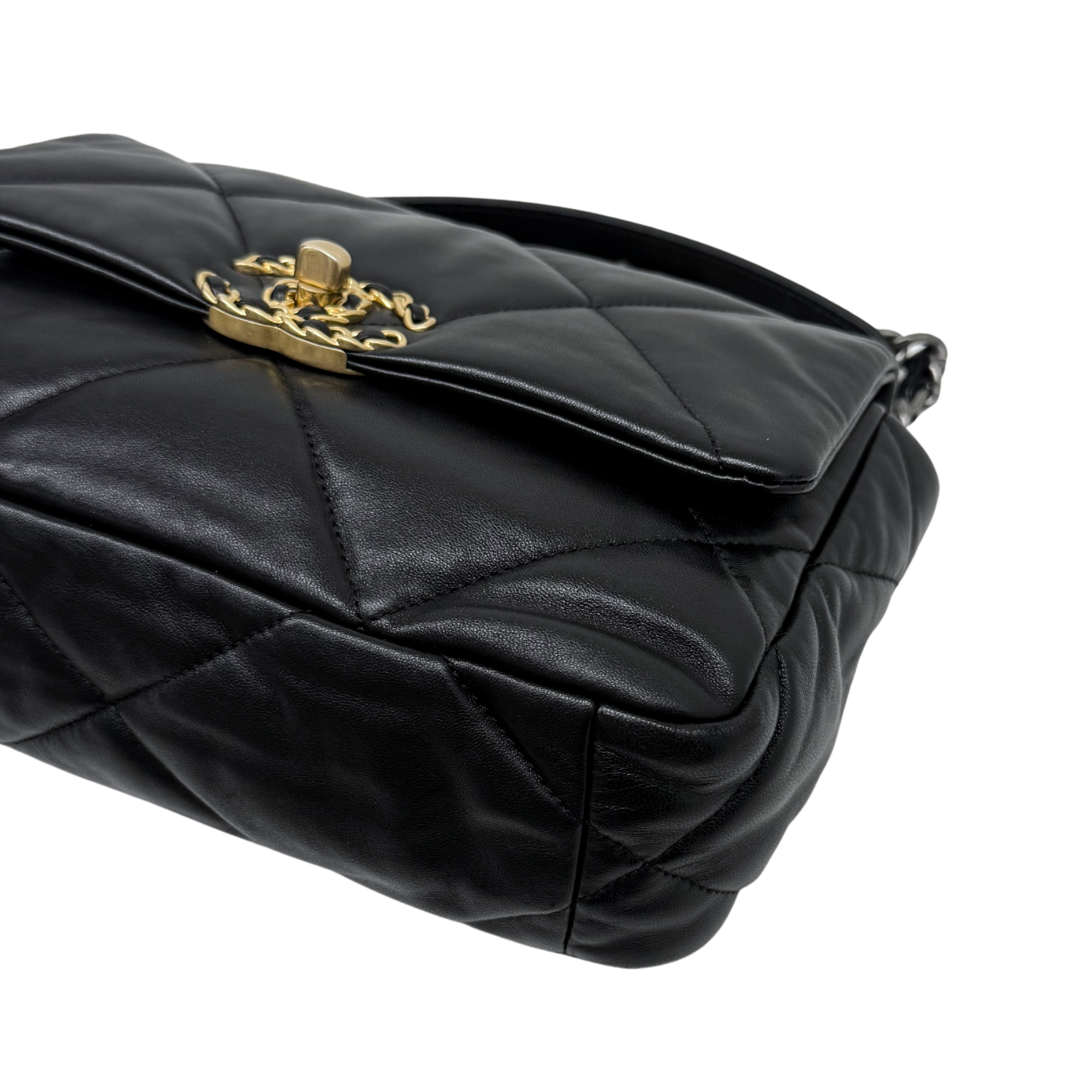 Chanel C19 Small Black Lambskin Leather Flap microchipped  (pre-owned)