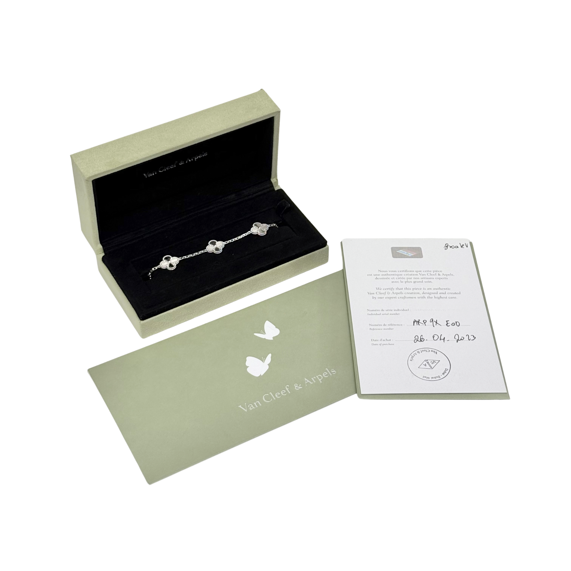 Van Cleef Vintage Alhambra bracelet, 5 motifs 18k White Gold (pre-owned)