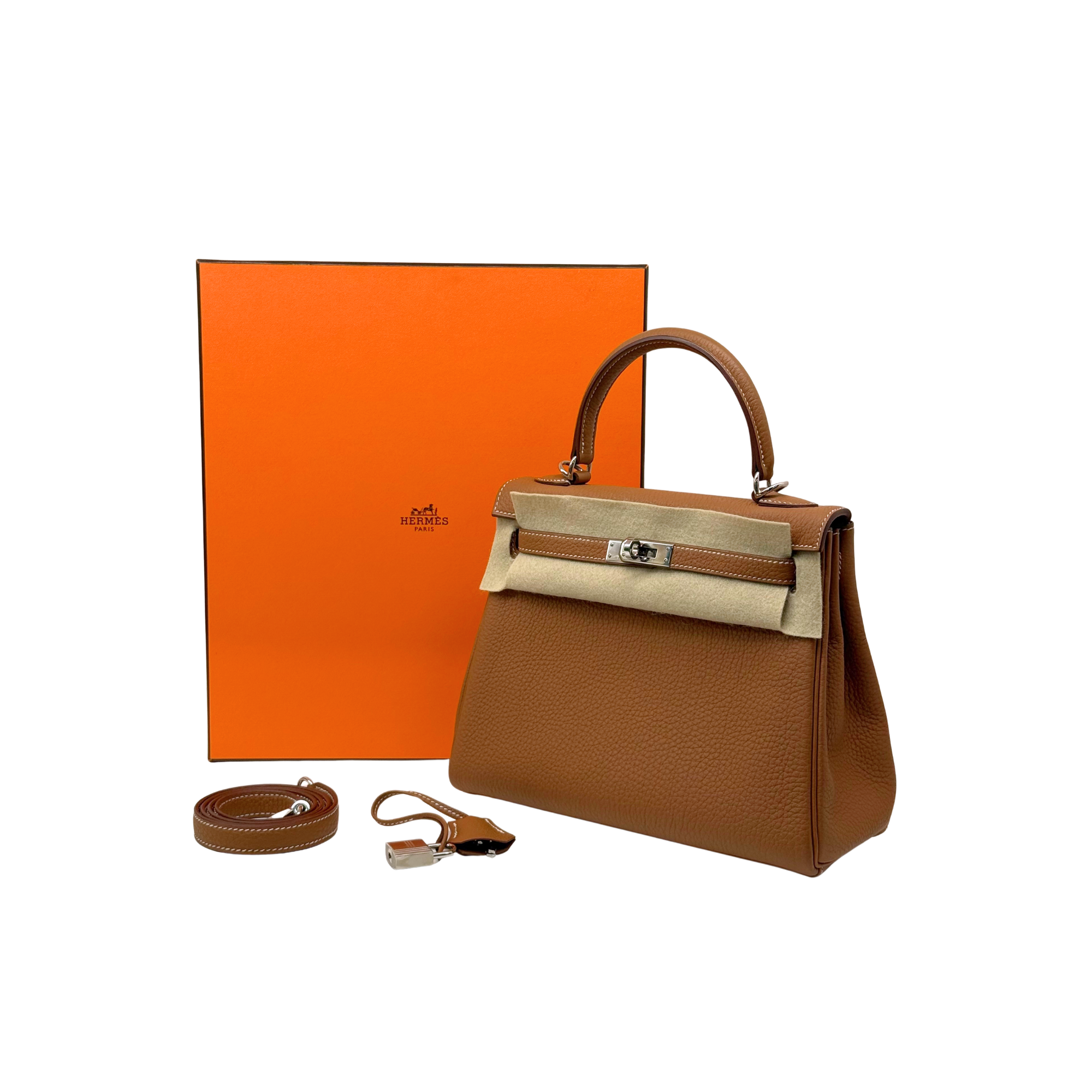 Hermès 2025 Kelly 25 Retourne Togo Gold PHW (pre-owned)