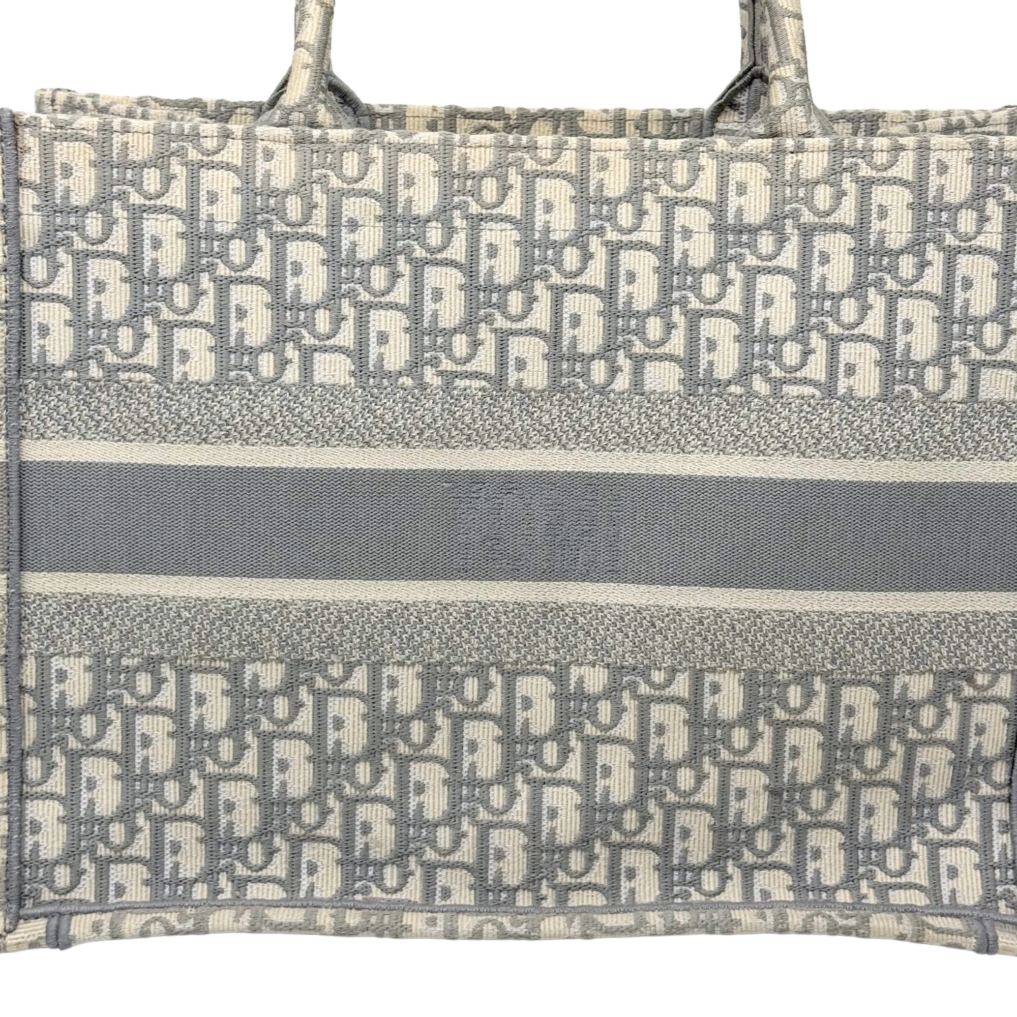 Christian Dior Oblique Book Tote Medium Grey Canvas Tote Bag (pre-owned)