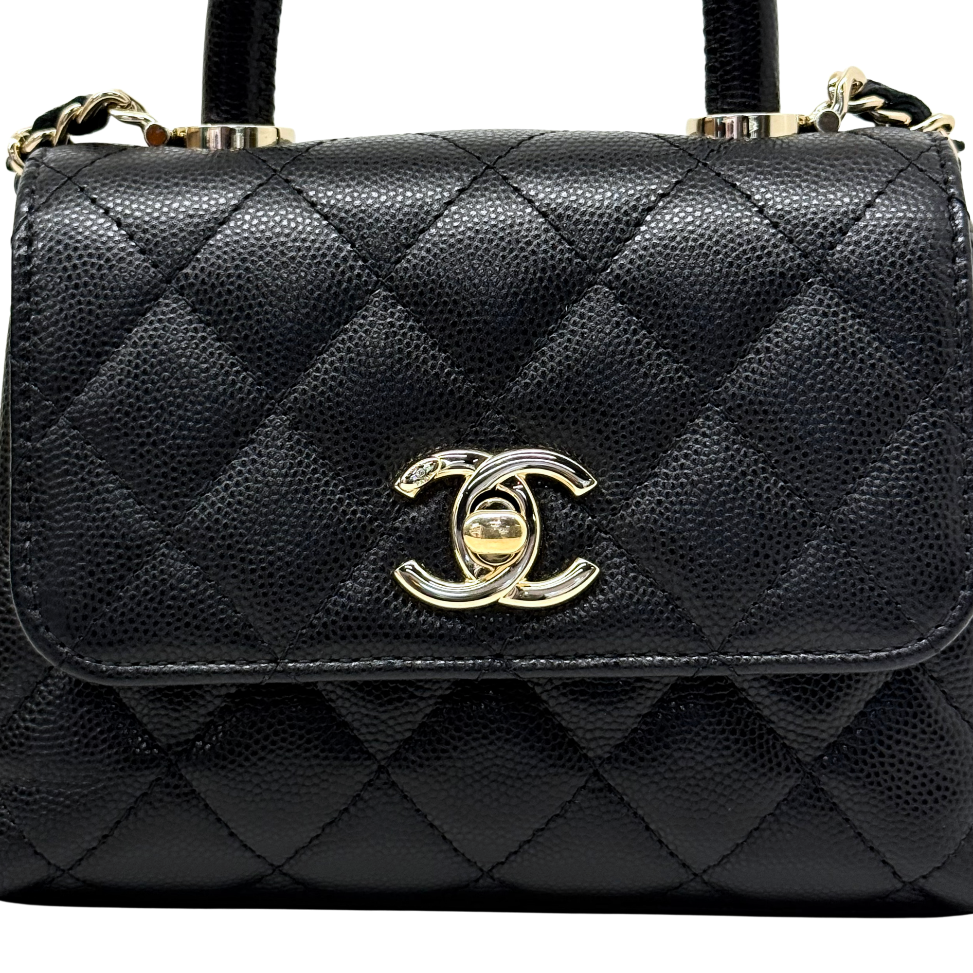 Chanel top handle black caviar