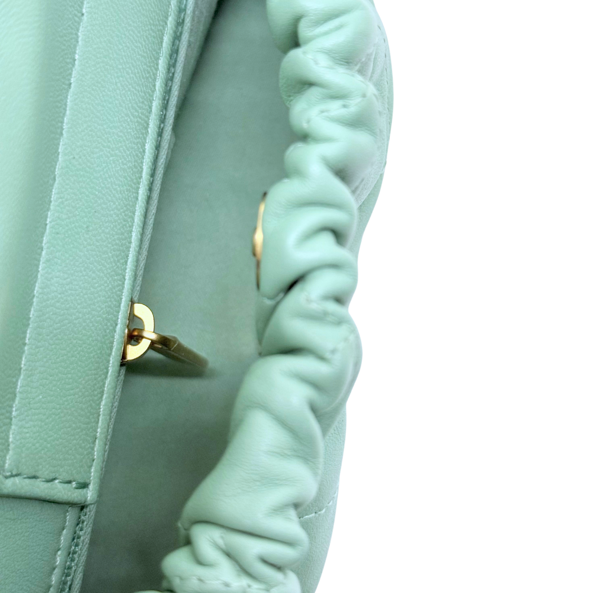 Chanel Lambskin Resin Quilted Small Bucket Bag Green (pre-owned)