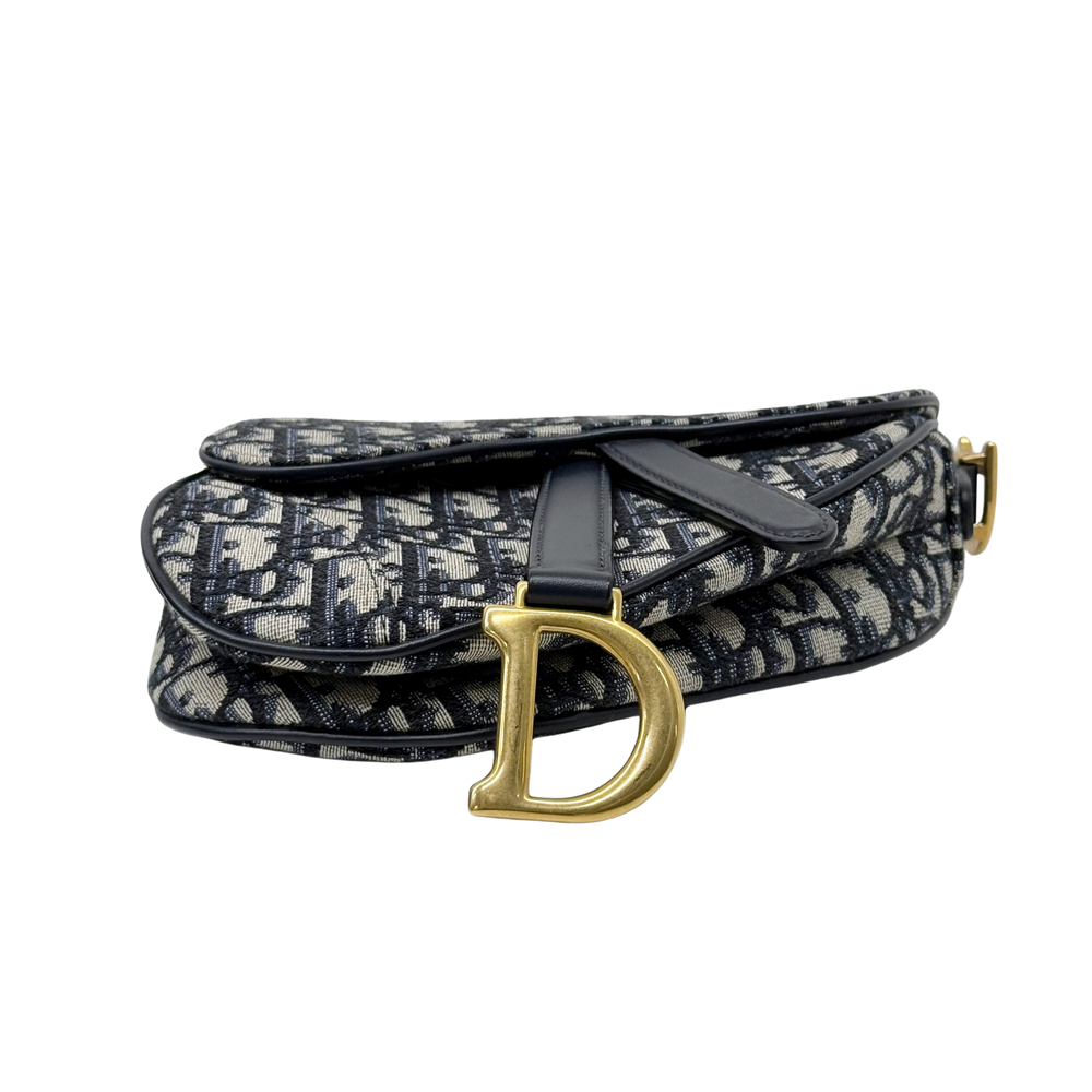 Logo-print mini crossbody bag with gold D-ring and black leather strap