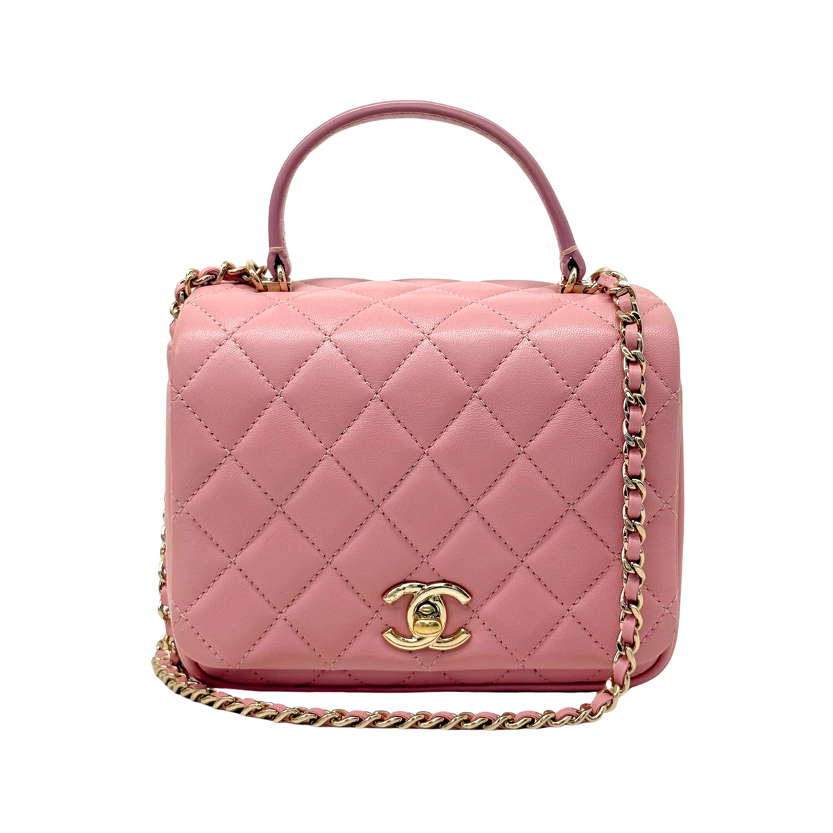 Chanel salmon pink top handle bag