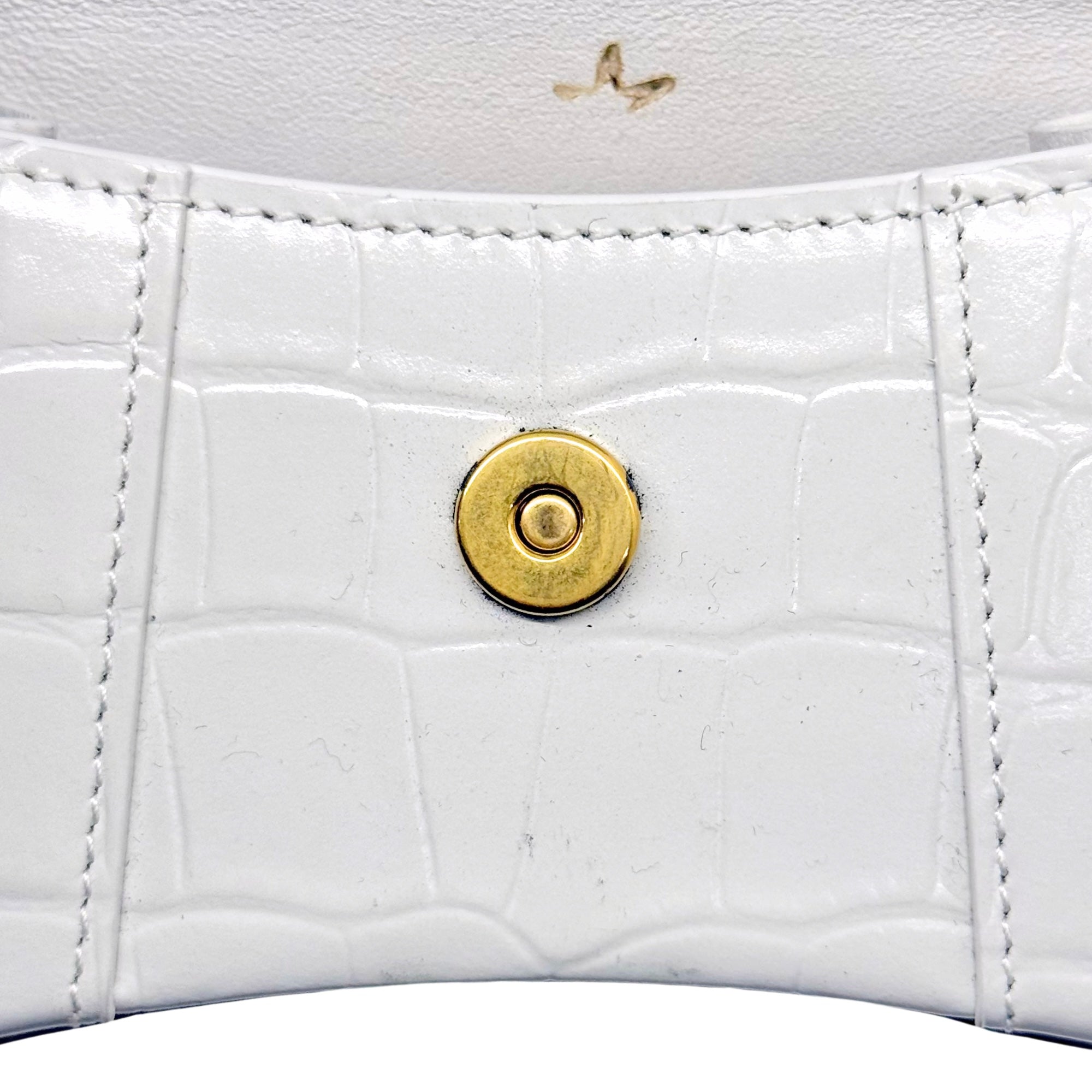 Balenciaga Hourglass Nano Crocodile Embossed Leather Cross-Body Bag Whiye (brand new)