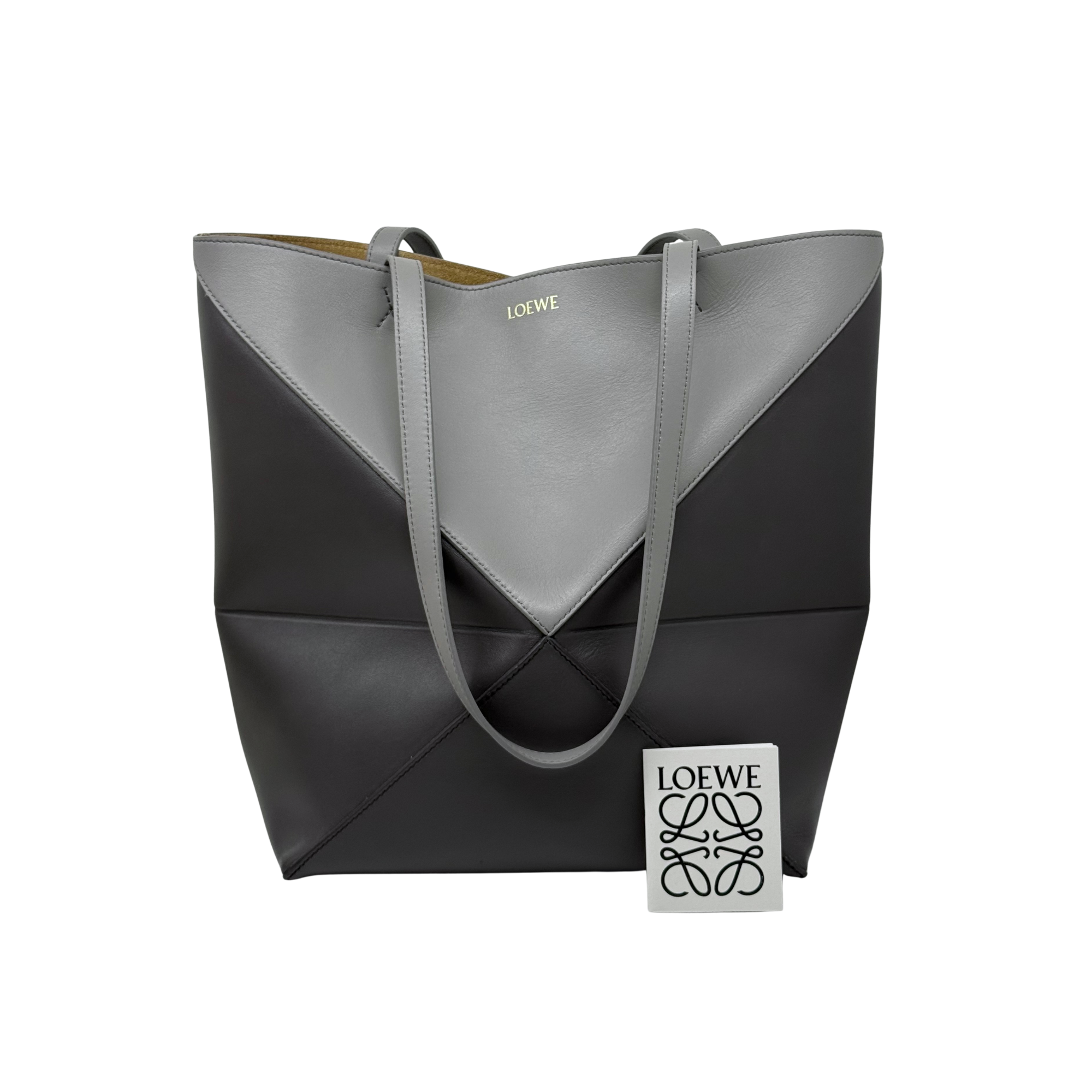 Loewe Grey Puzzle Fold Medium Leather Tote Bag (pre-owned)