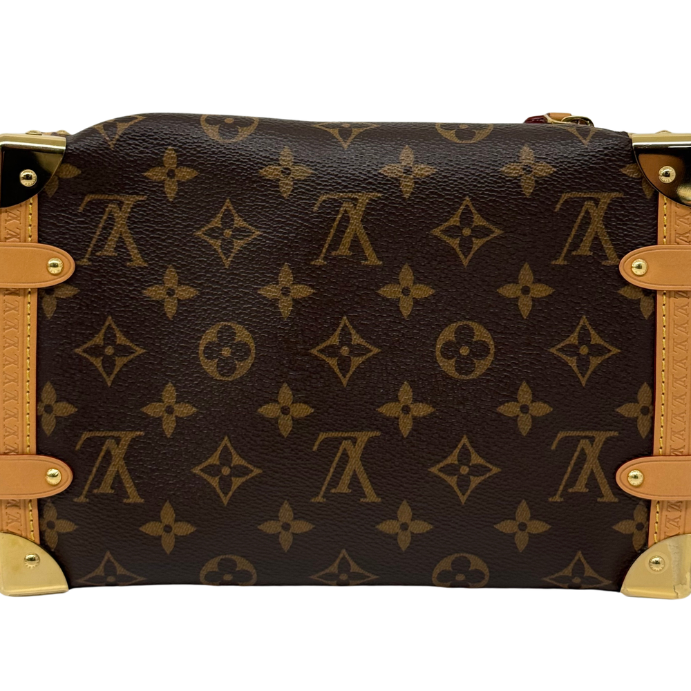 Louis Vuitton monogram crossbody bag, brown canvas with tan leather trim and top handles