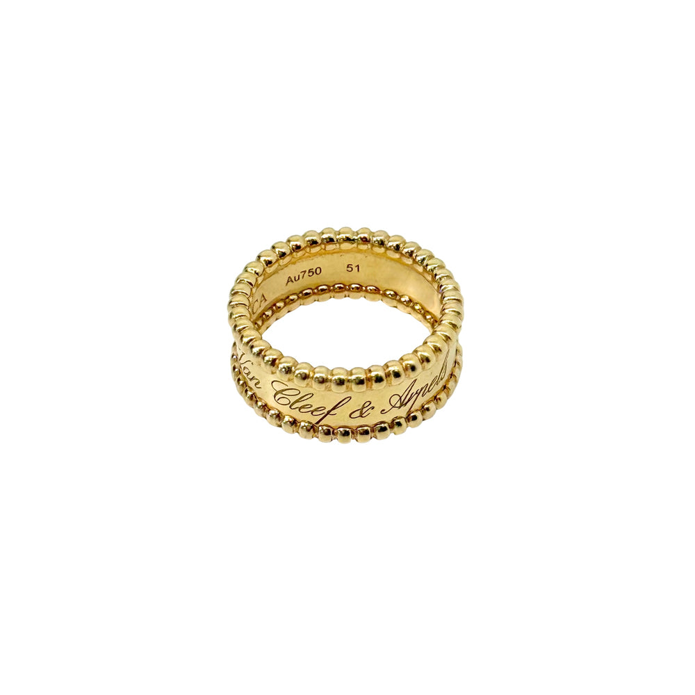Gold beaded band ring with Au750 mark and Van Cleef & Arpels engraving
