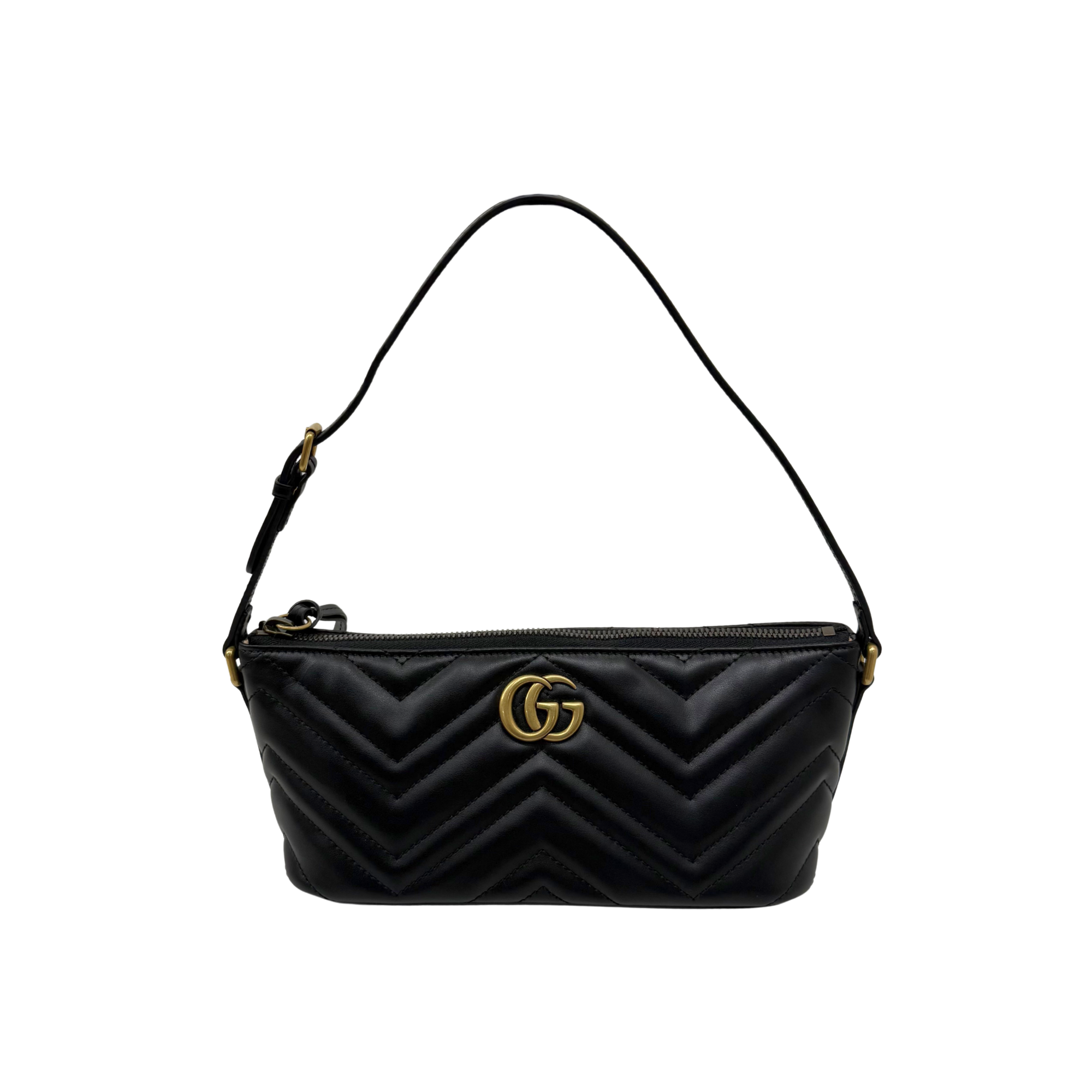 Gucci Calfskin Matelasse Chevron GG Marmont Sling Shoulder Bag Black (brand new)