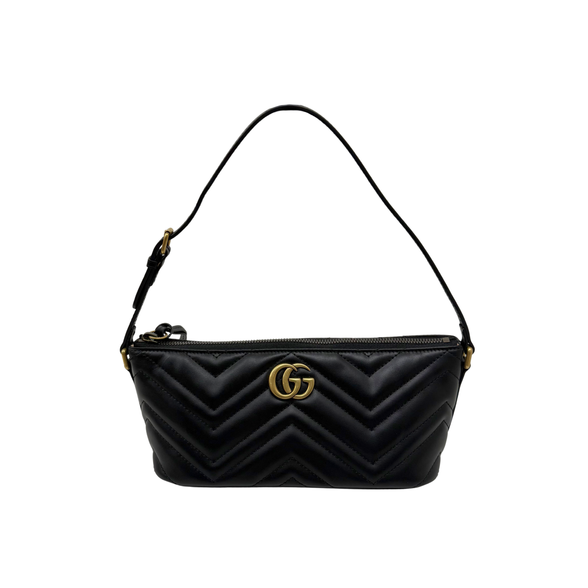 Gucci Calfskin Matelasse Chevron GG Marmont Sling Shoulder Bag Black (brand new)