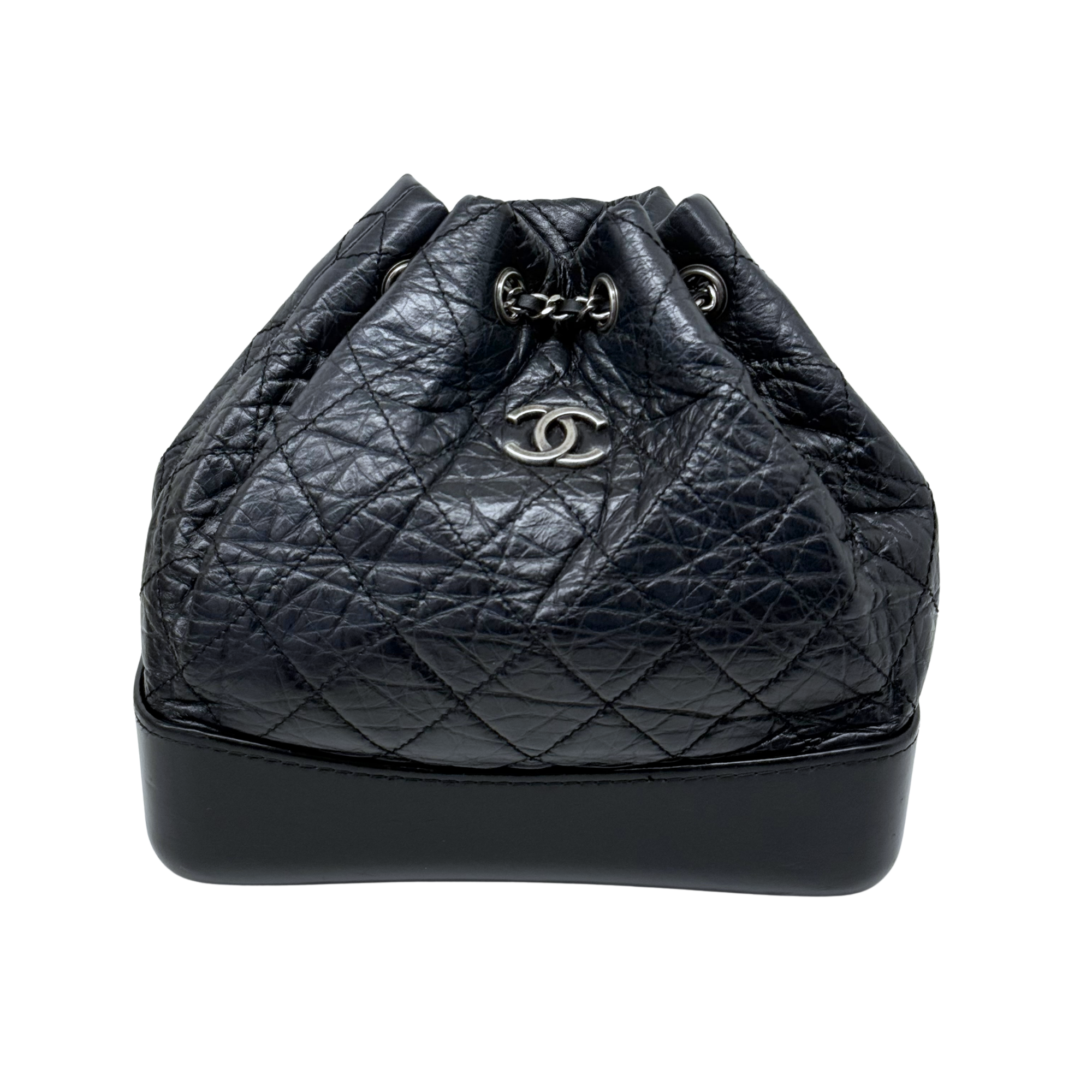 Chanel Aged Calfskin Quilted Gabrielle Backpack Black (pre-owned)
