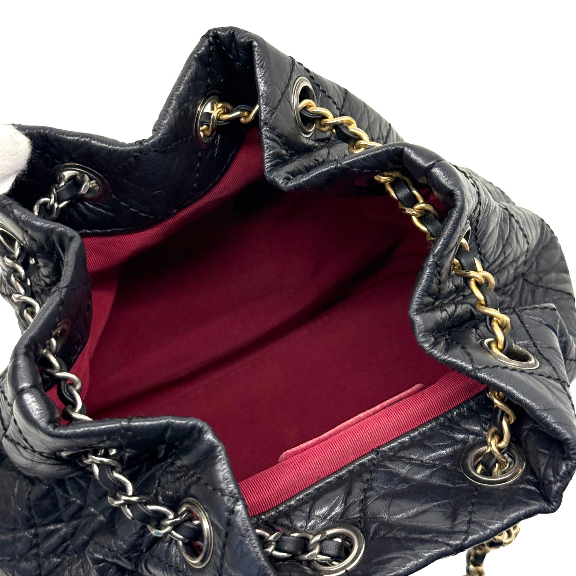 Chanel Aged Calfskin Quilted Gabrielle Backpack Black (pre-owned)