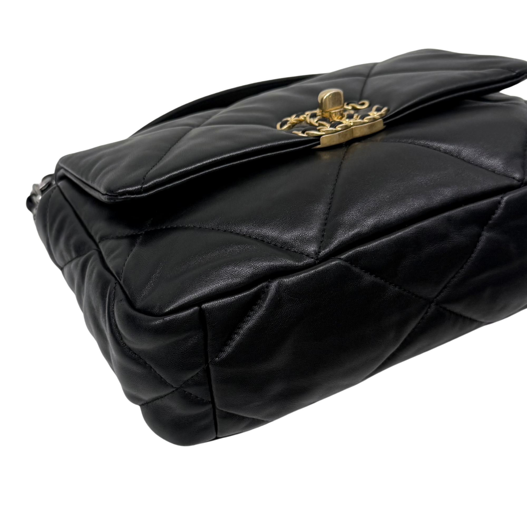 Chanel C19 Small Black Lambskin Leather Flap microchipped  (pre-owned)