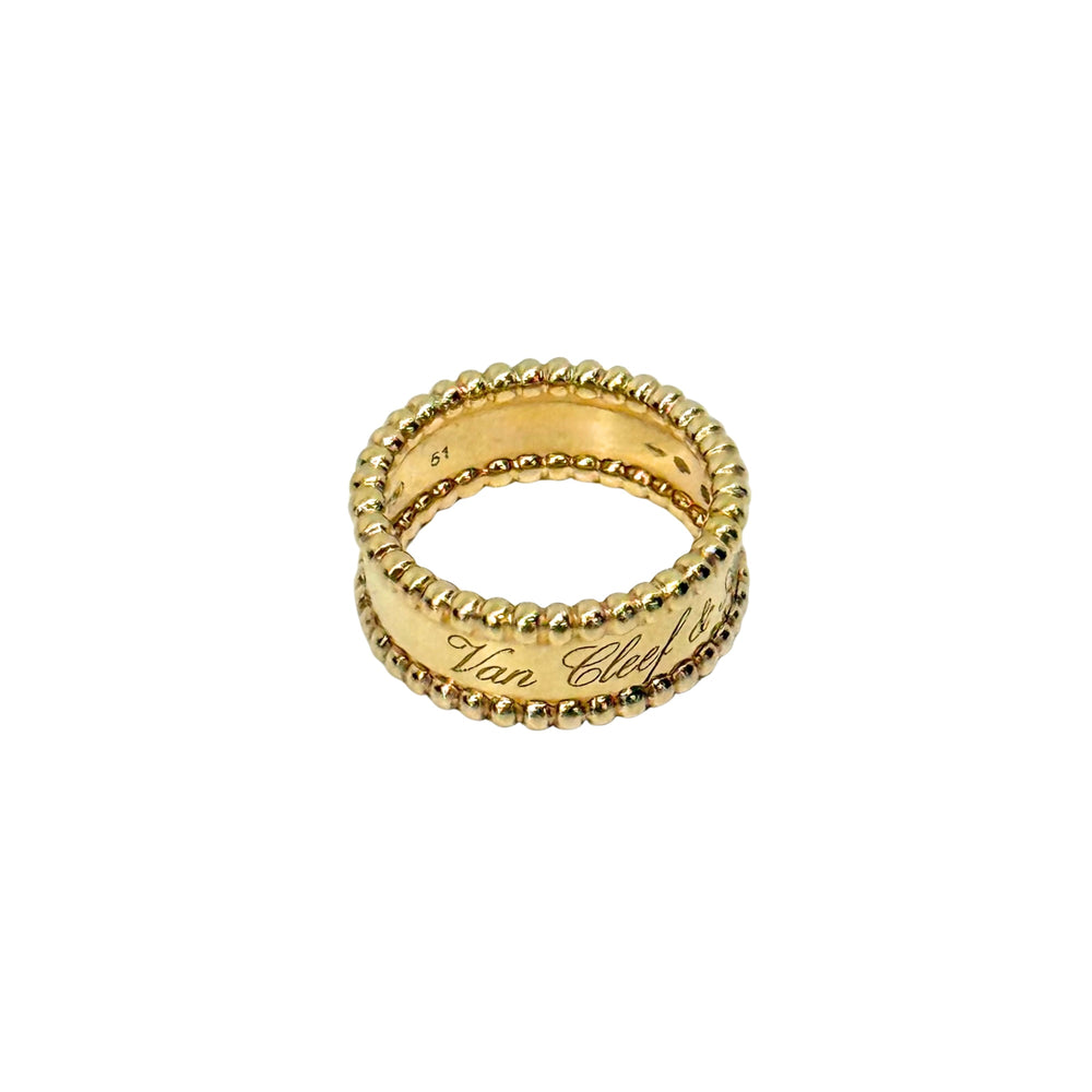 Gold beaded band ring engraved Van Cleef & Arpels, size 51