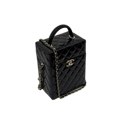 Chanel Small Box Shoulder Bag in black patent calfskin microchipped (pre-owned)