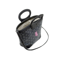 Pre-owned Goyard bag with shoulder strap, patterned body, and pink logo tag