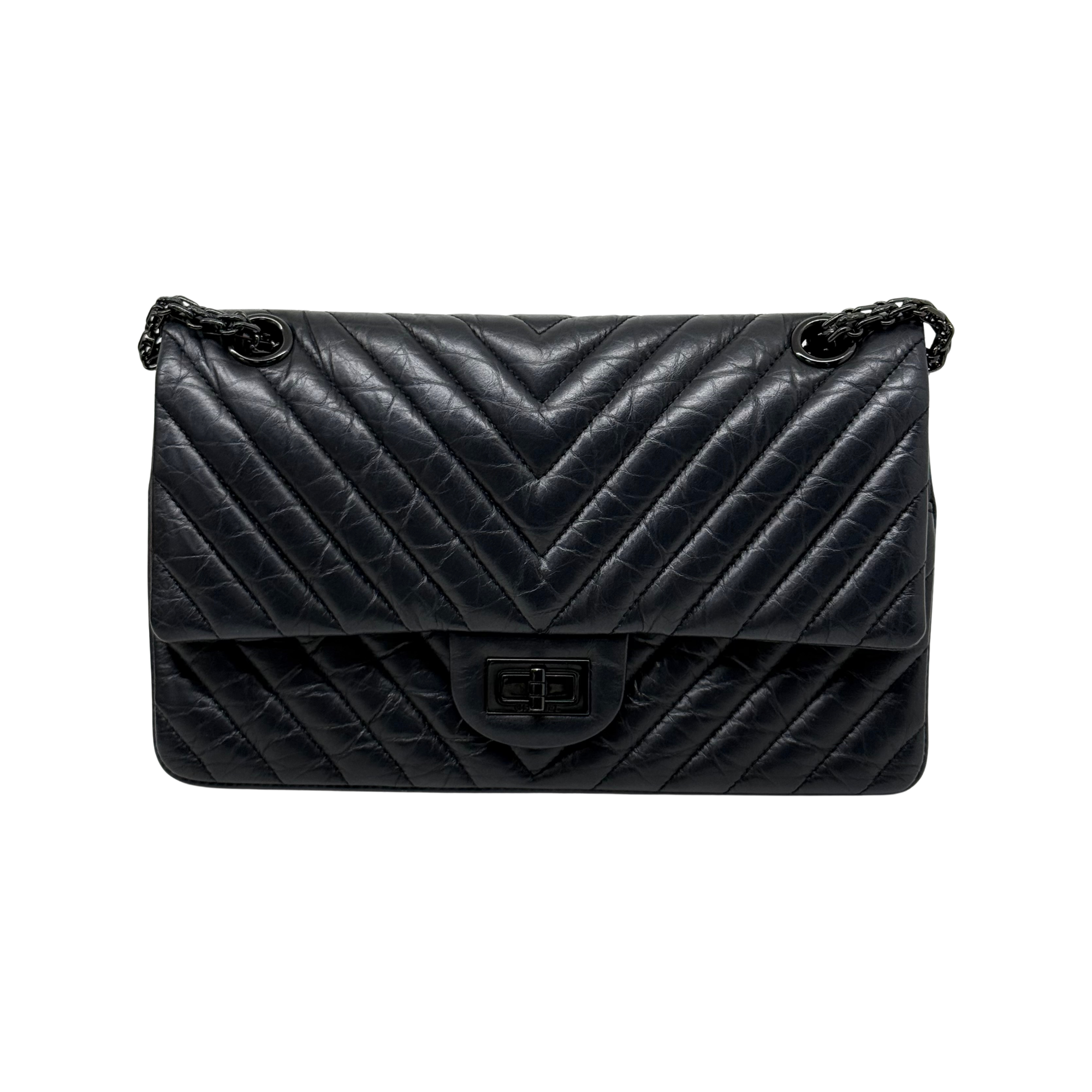 Chanel black bag black hardware triangle