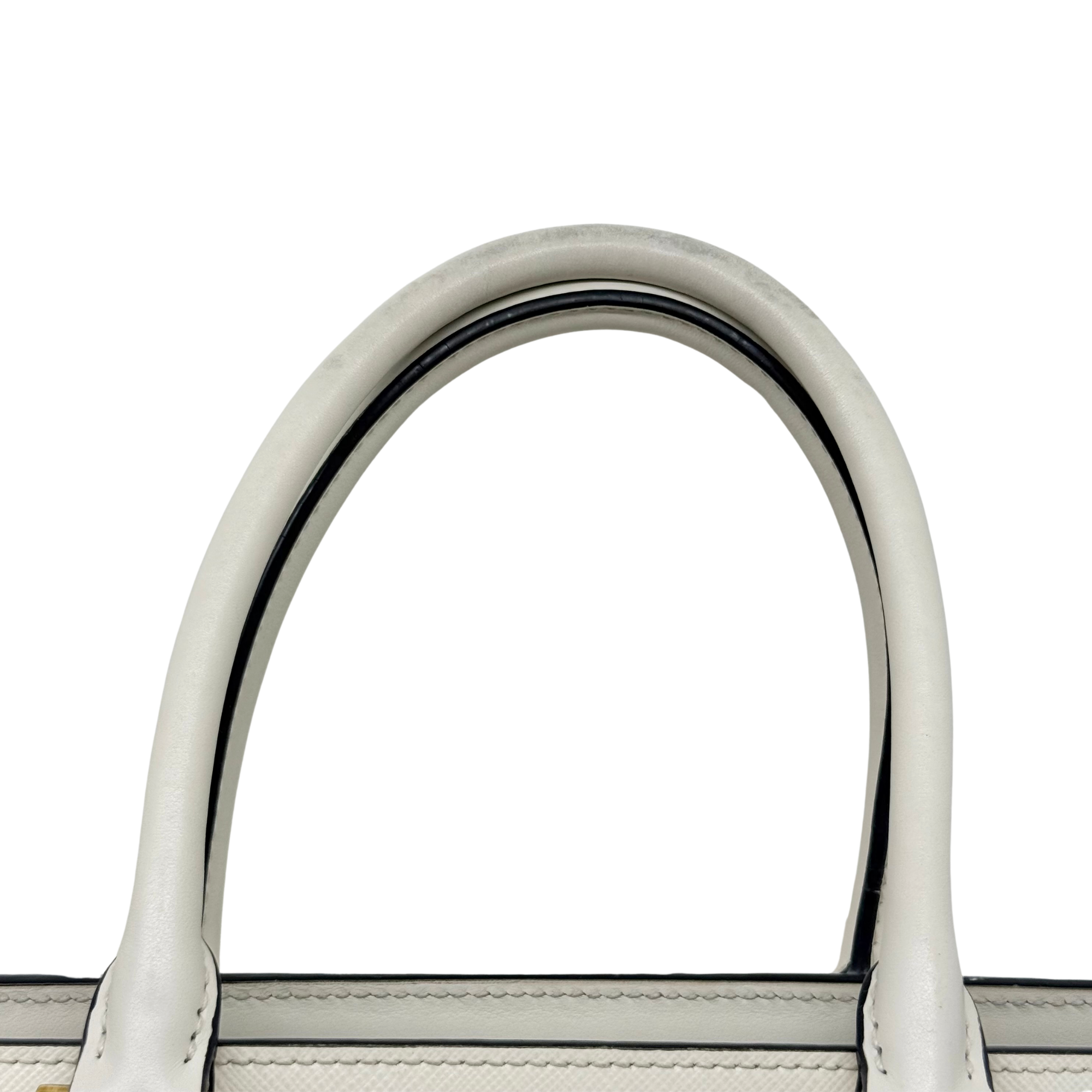 Prada White Saffiano and Soft Leather Borsa a Mano Tote (pre-owned)
