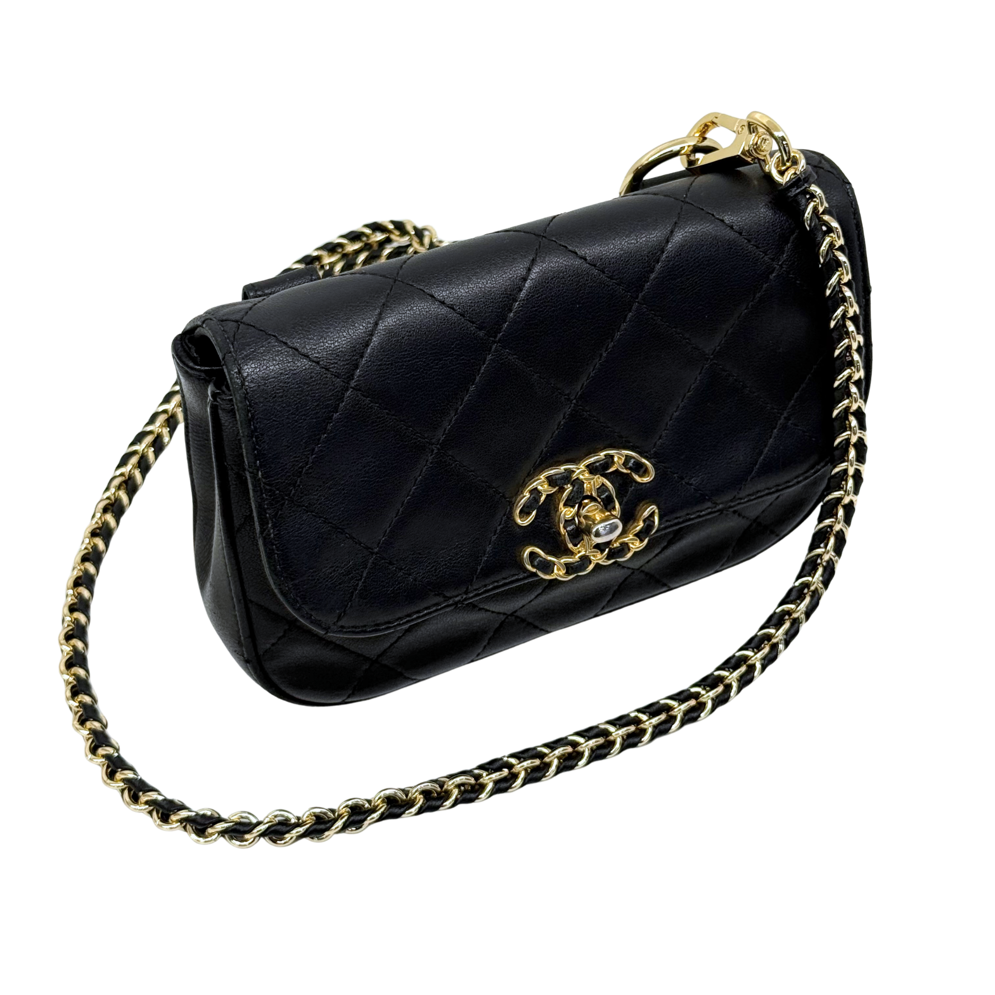 Chanel Lambskin Quilted Chain Infinity Waist Belt Bag (pre-owned)