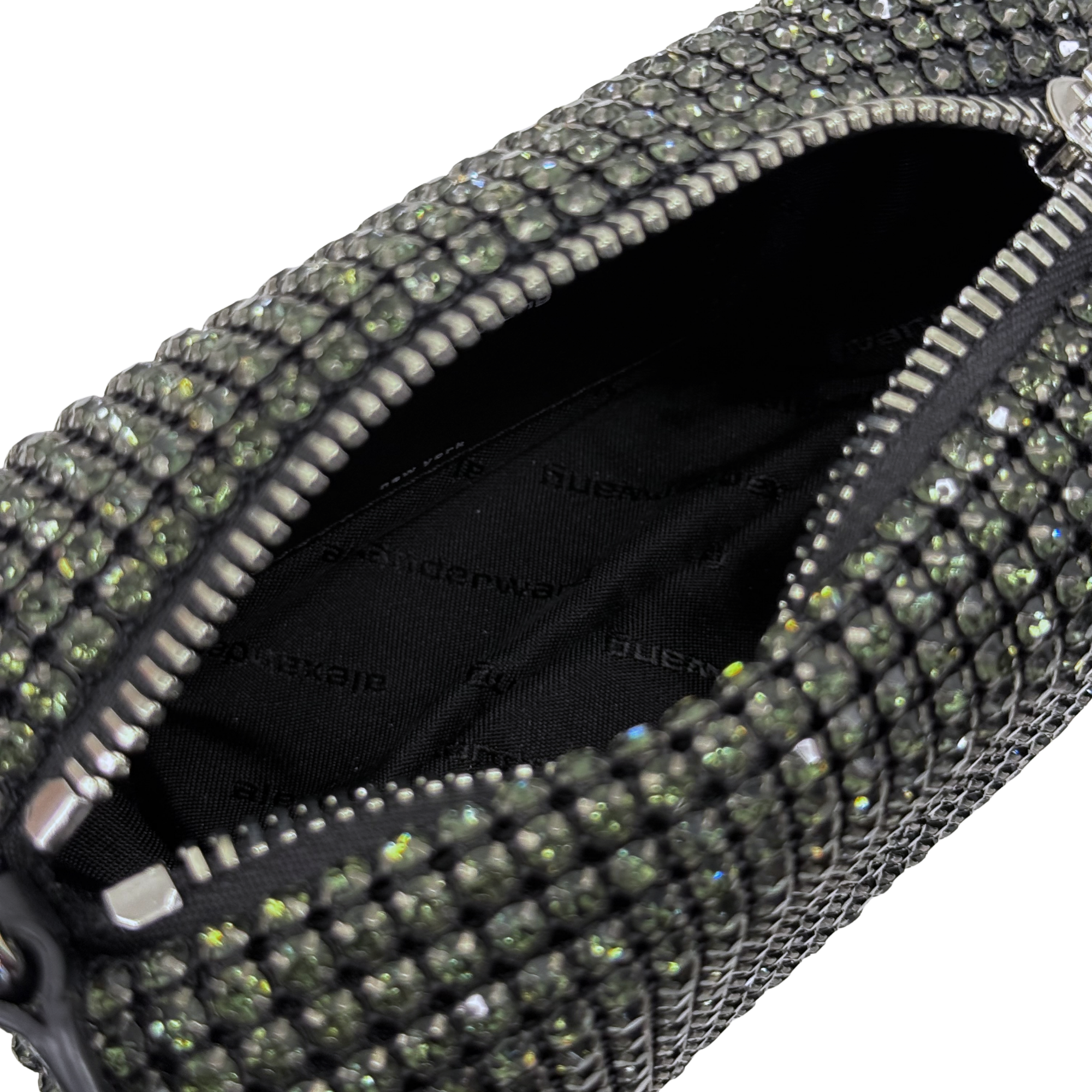 Alexander Wang Mesh Crystal Rhinestone Medium Heiress Pouch Black Silver (brand new)