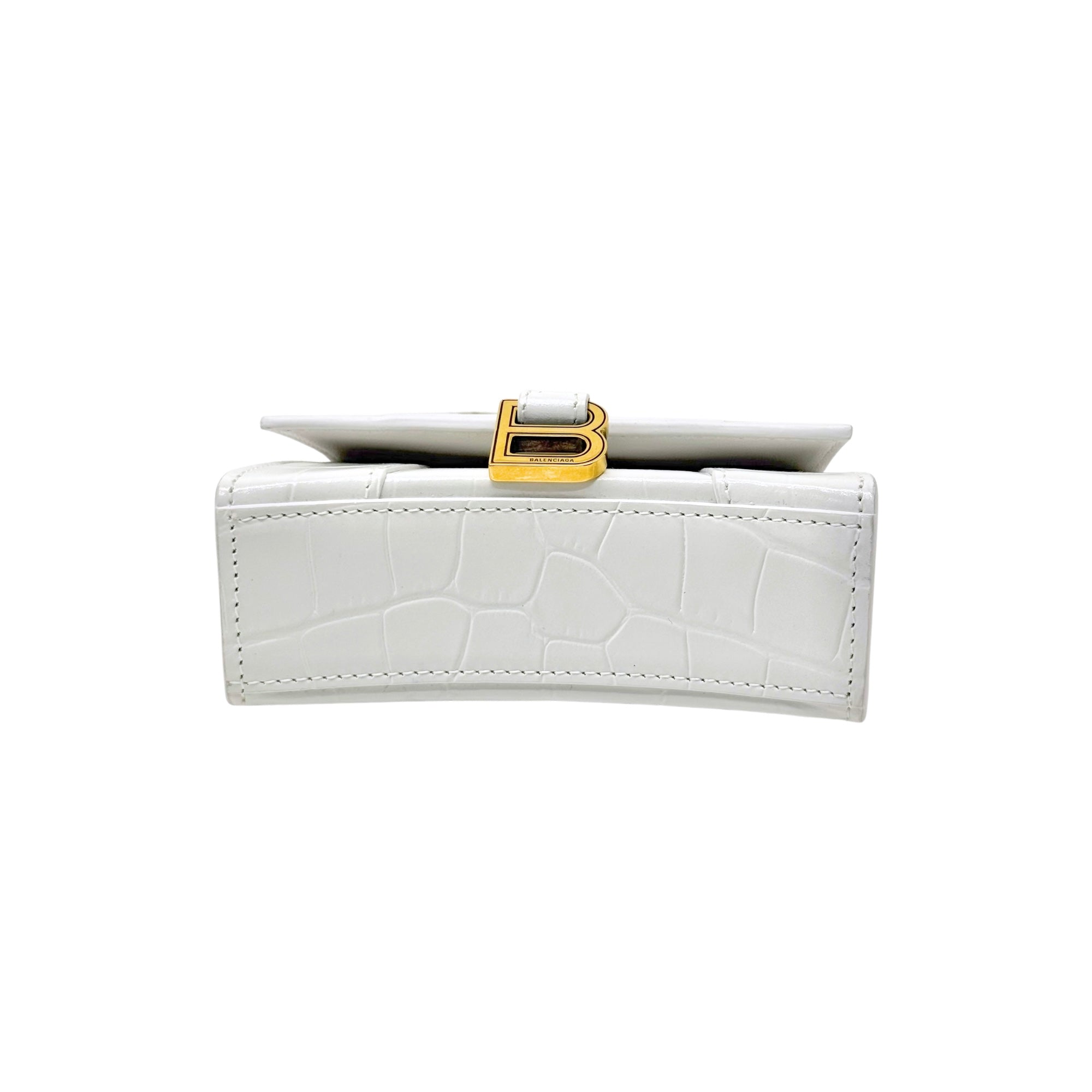 Balenciaga Hourglass Nano Crocodile Embossed Leather Cross-Body Bag Whiye (brand new)
