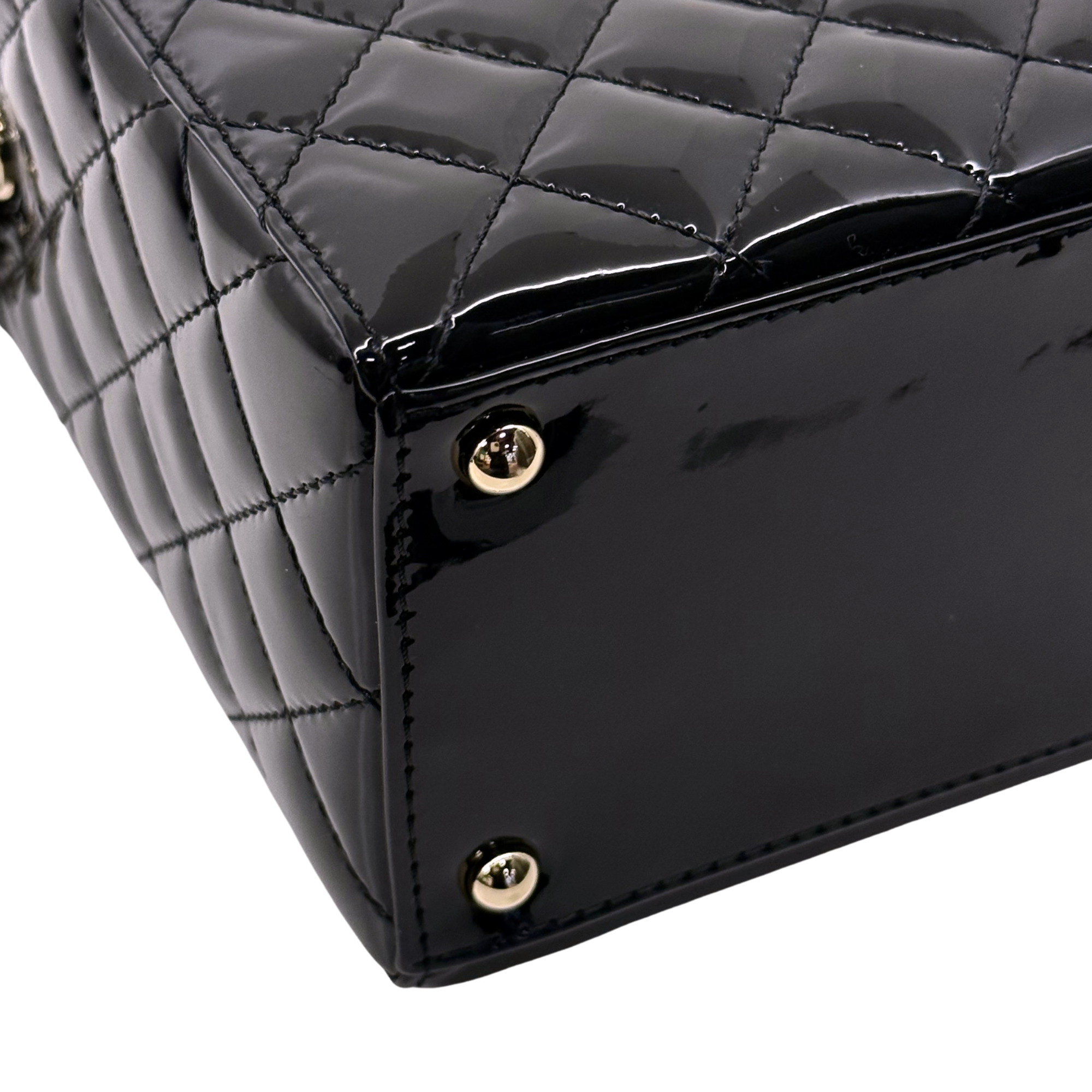 Chanel Small Box Shoulder Bag in black patent calfskin microchipped (pre-owned)