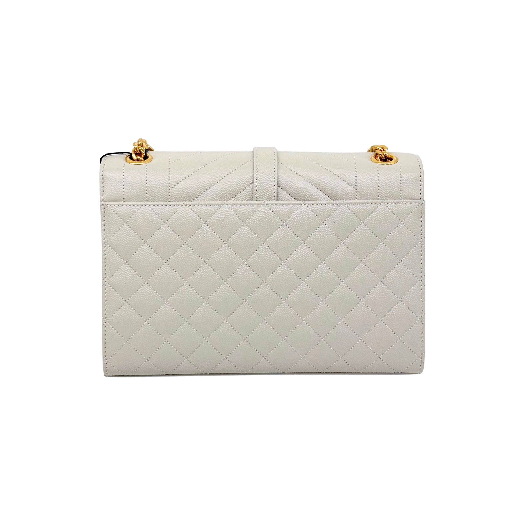 YSL Saint Laurent Envelope Medium Off White Mix Matelassé Leather Bag (brand new)