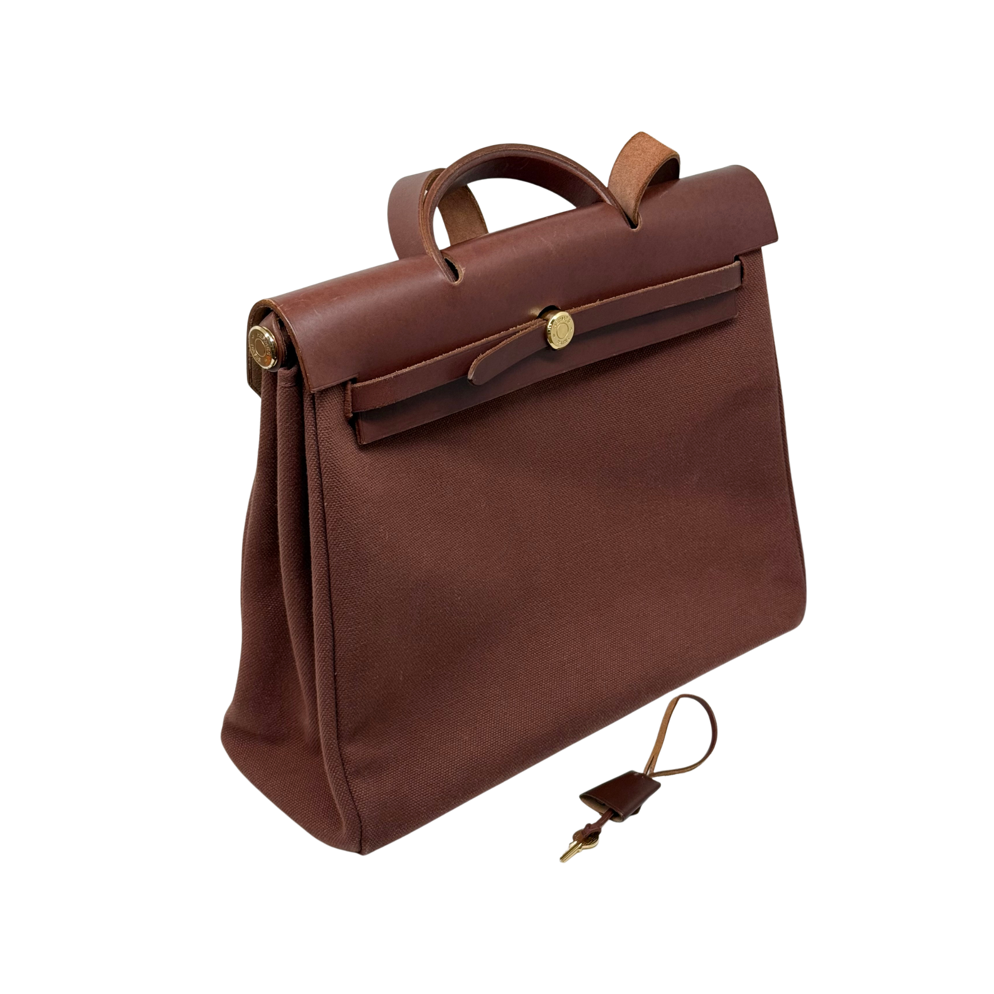 Hermes Toile Calfskin Herbag 39 GM Rouge H (pre-owned)