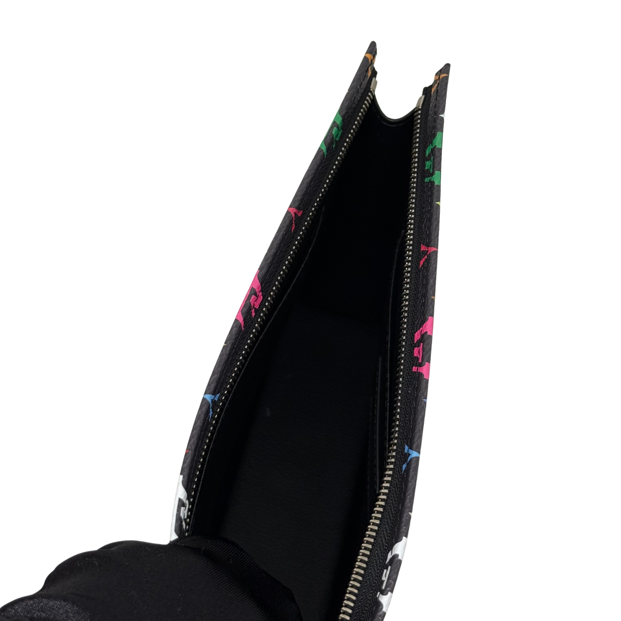 Louis Vuitton multicolor monogram leather pouch open top with dark fabric interior