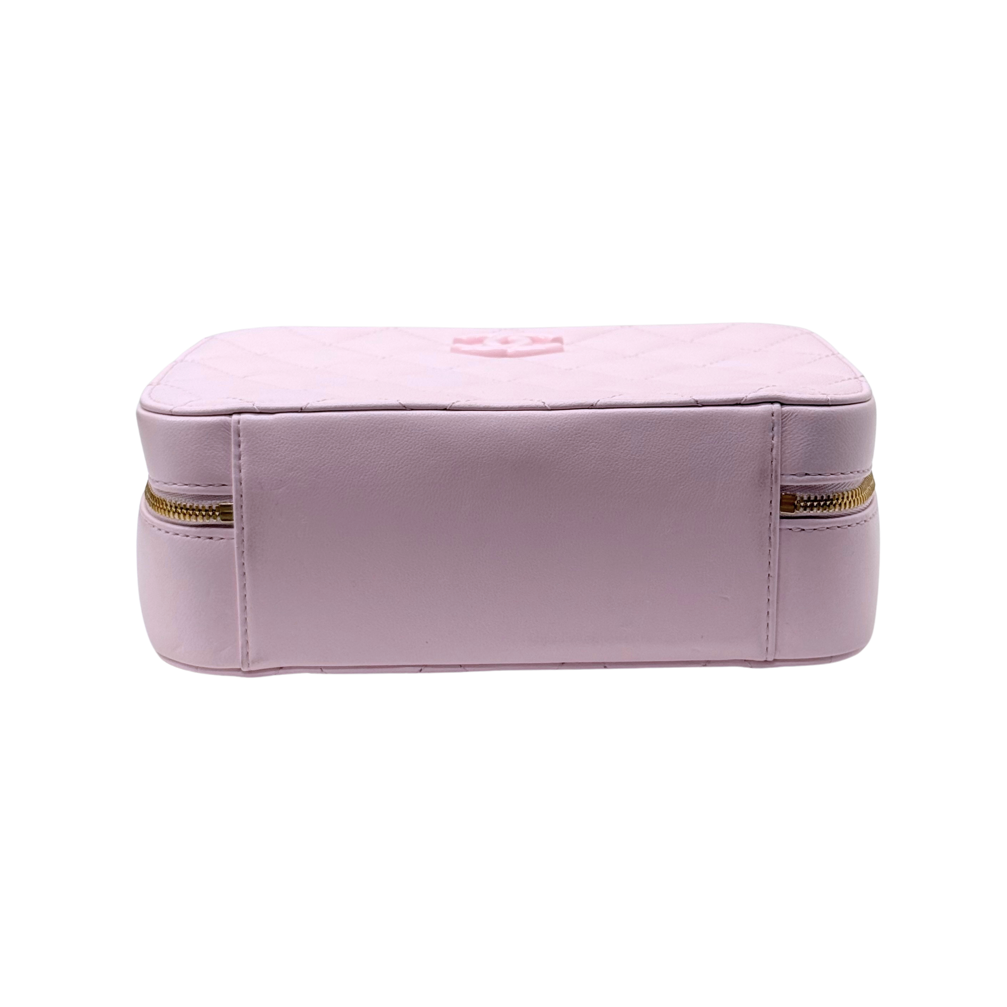 Chanel Pink Vanity Case In Lambskin & Lacquered Metal Microchipped (pre-owned)