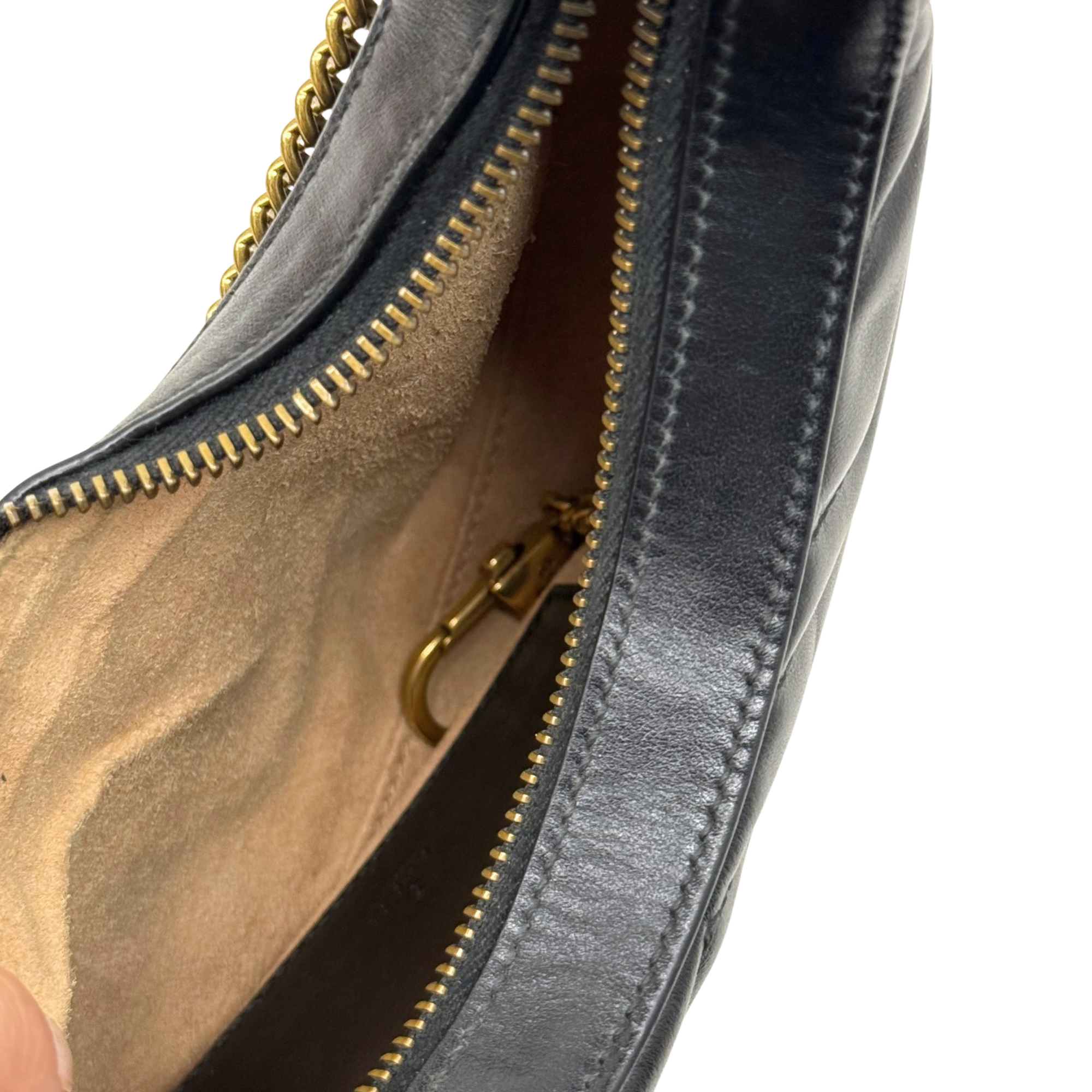 Gucci GG Marmont Small Black Matelassé Leather Hobo (pre-owned)