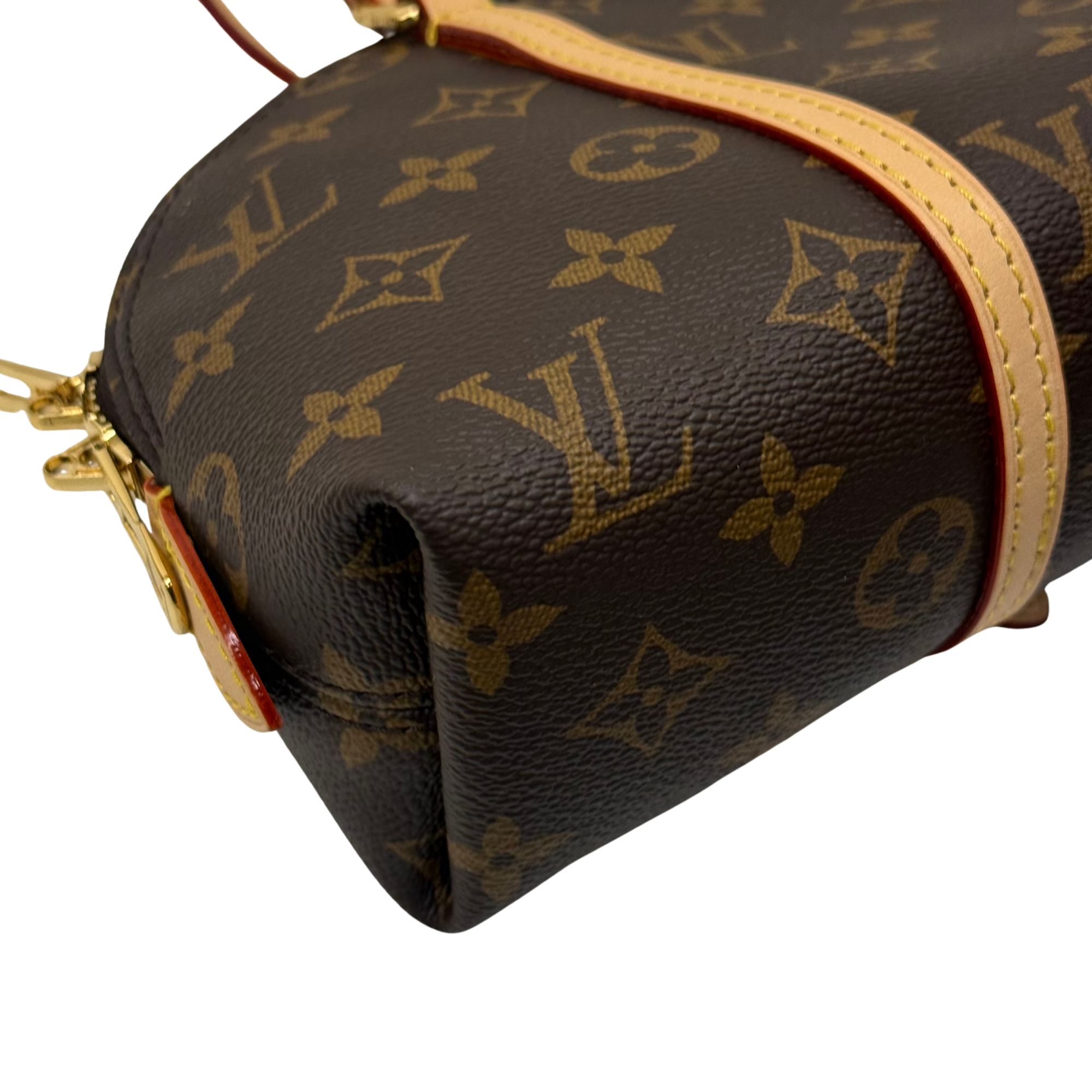 Louis Vuitton pre-owned monogram zip barrel bag, dark brown/tan with gold hardware