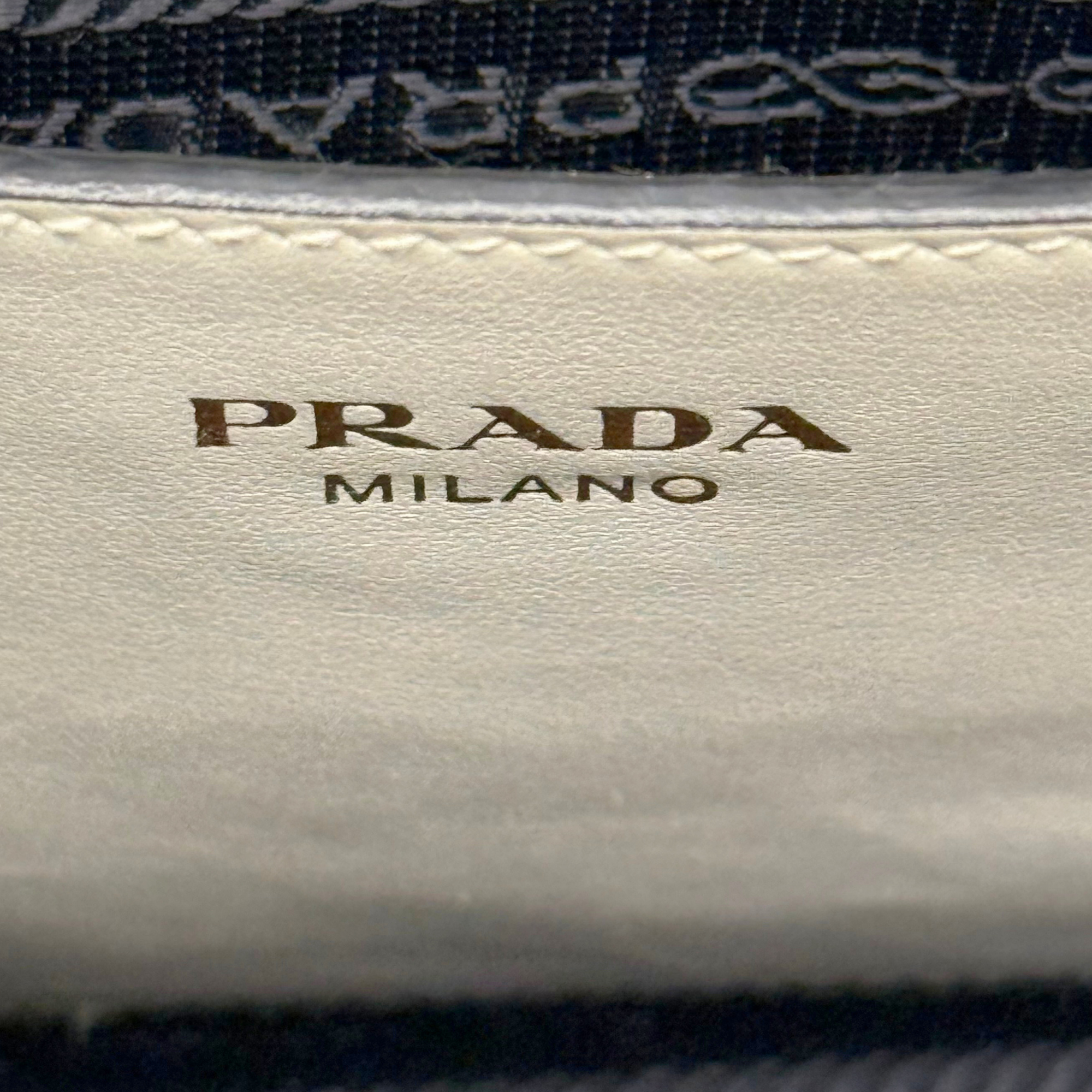 Prada White Saffiano and Soft Leather Borsa a Mano Tote (pre-owned)