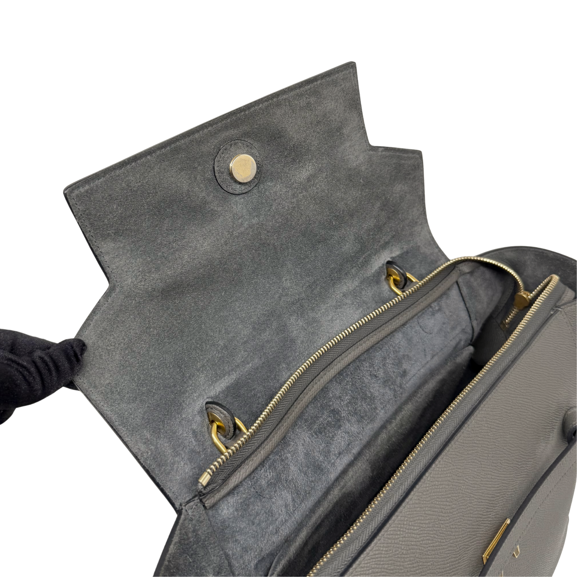 Celine Grey Leather Mini Belt Top Handle Bag (pre-owned)