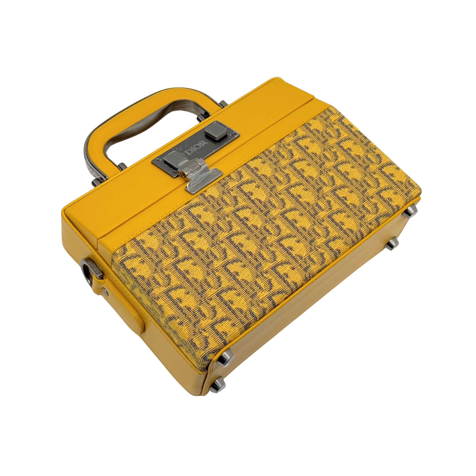 Dior shoulder bag in yellow monogram canvas Oblique and yellow leather (brand new)