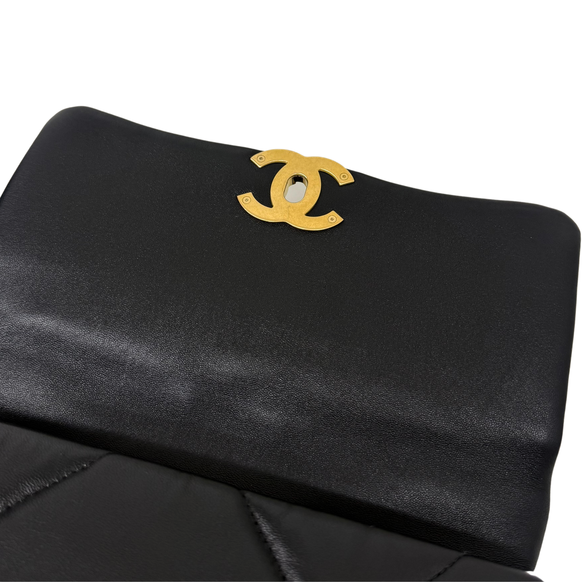 Chanel C19 Small Black Lambskin Leather Flap microchipped  (pre-owned)