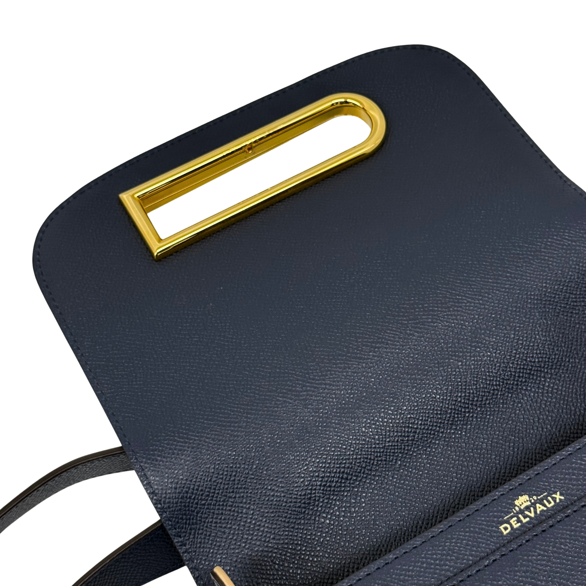 Pre-owned Delvaux bag front flap with gold-tone rectangular buckle hardware