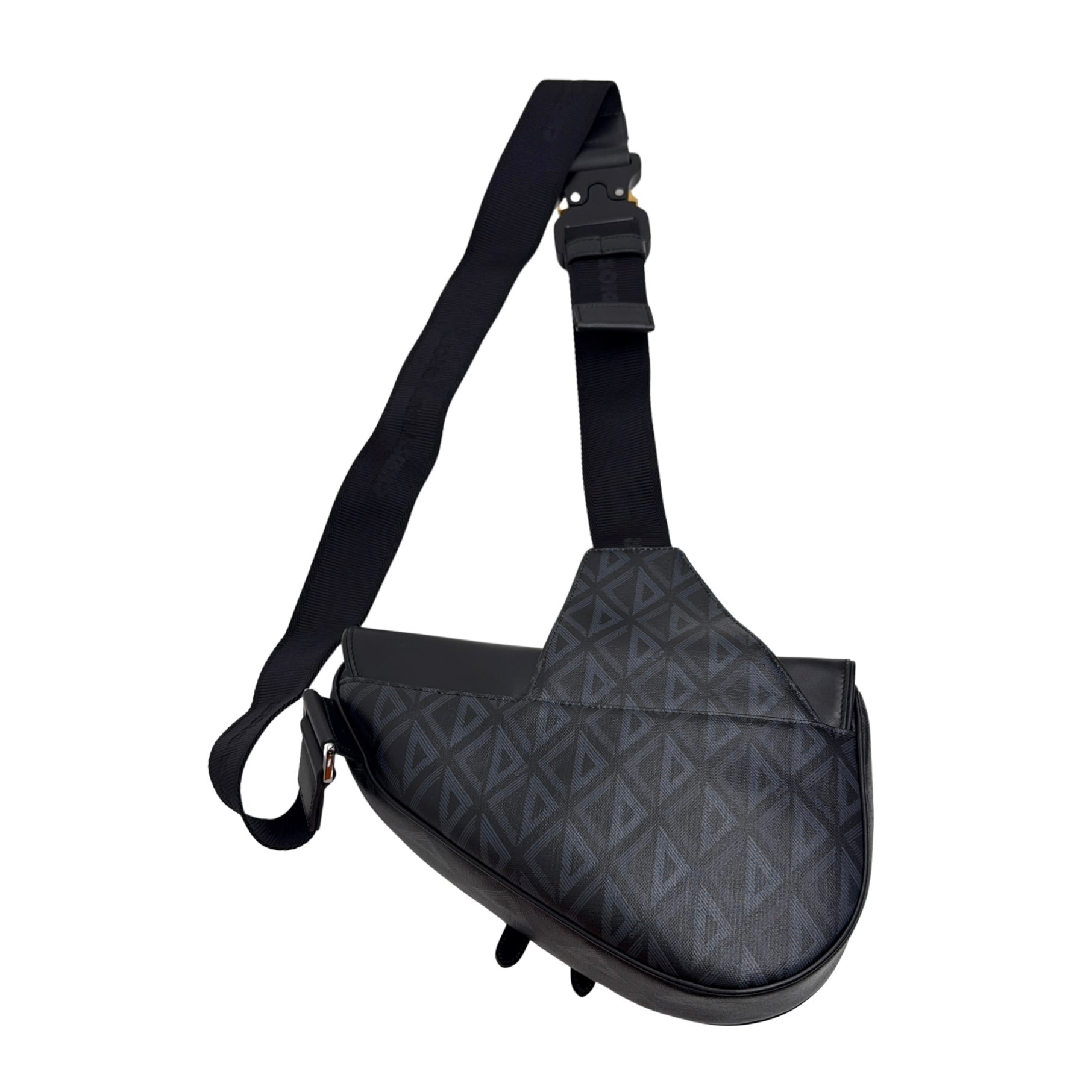 Dior Smooth Calfskin Canvas CD Diamond Men’s Saddle Bag Black (brand new)