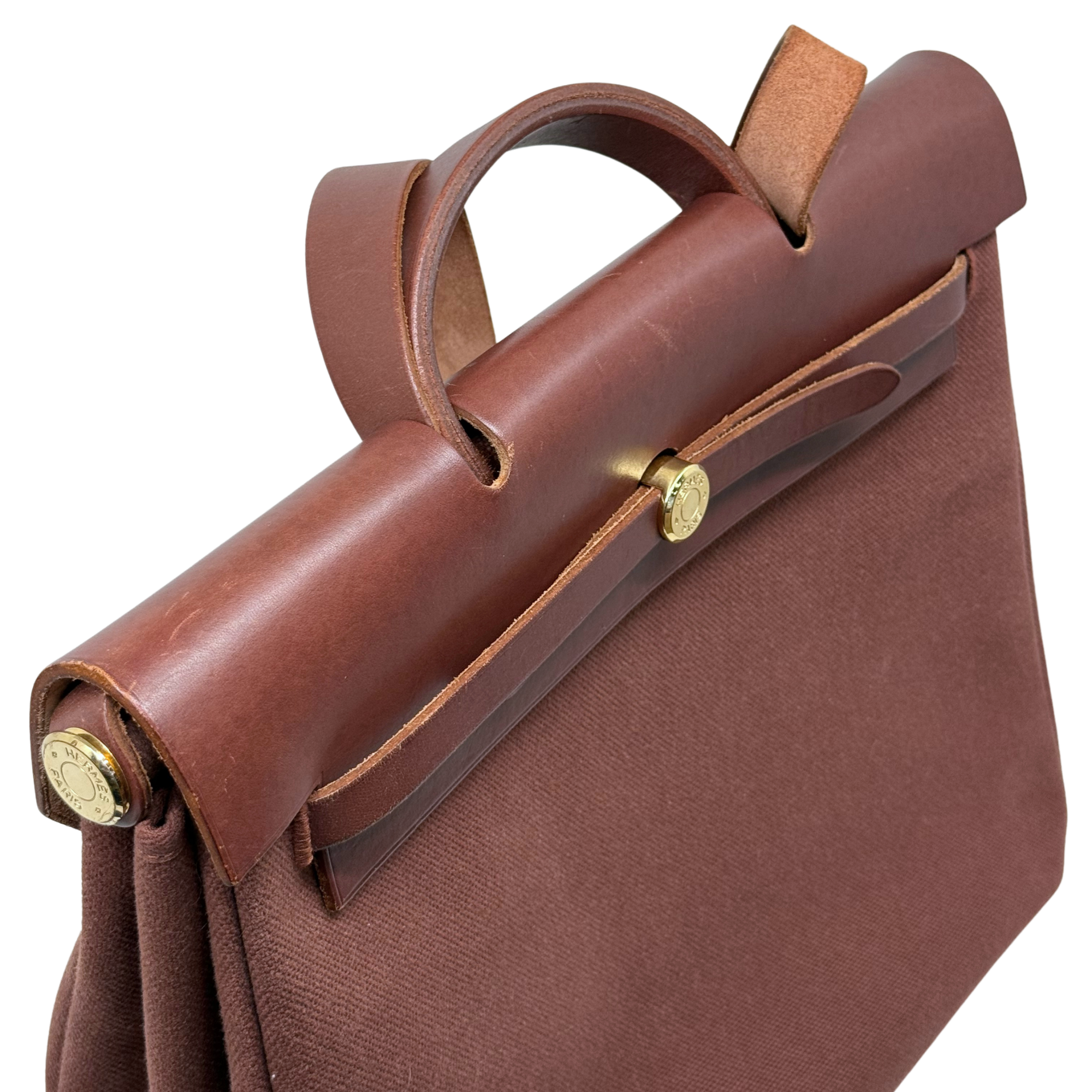 Hermes Toile Calfskin Herbag 39 GM Rouge H (pre-owned)