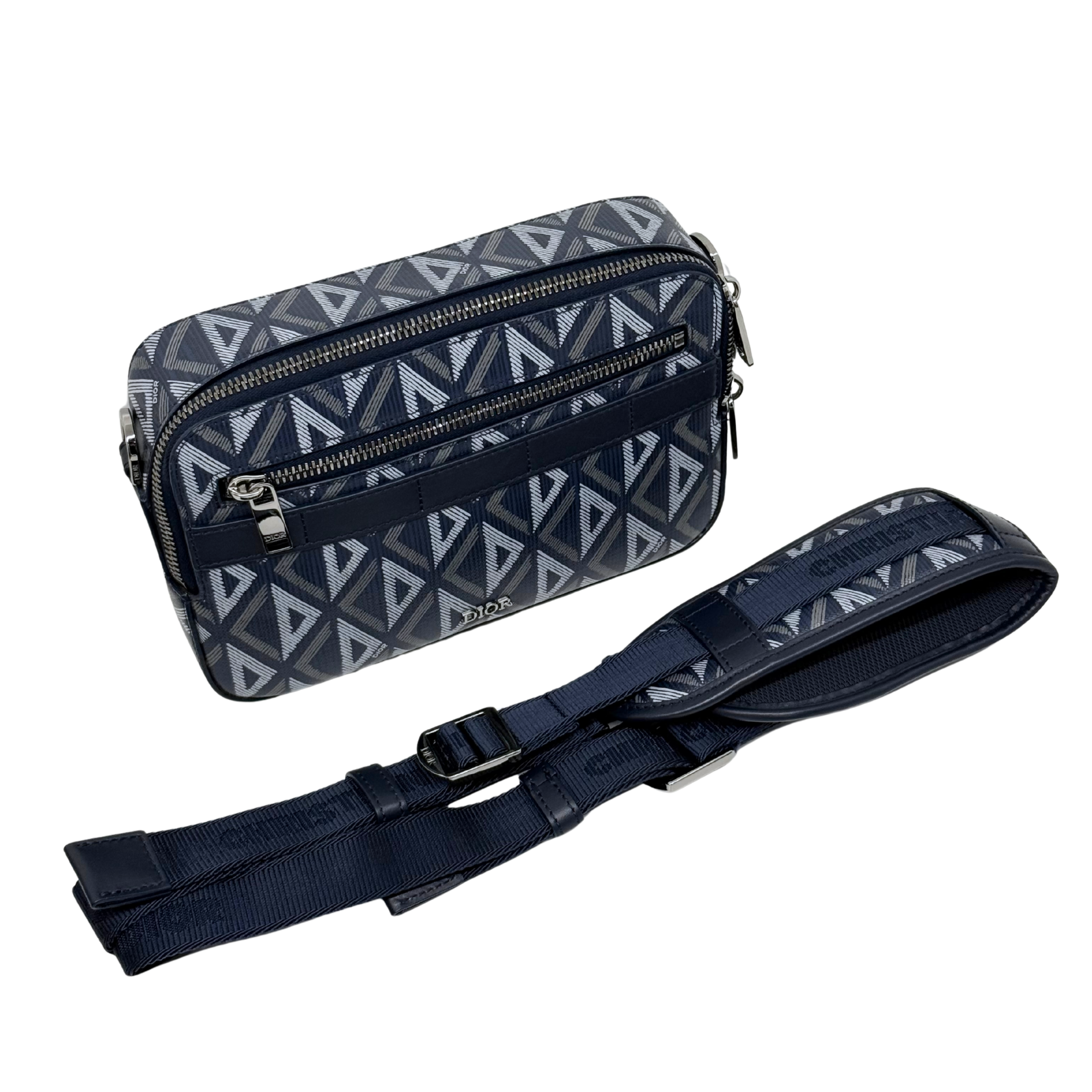 Dior Coated Canvas CD Diamond Safari Messenger Blue (brand new)