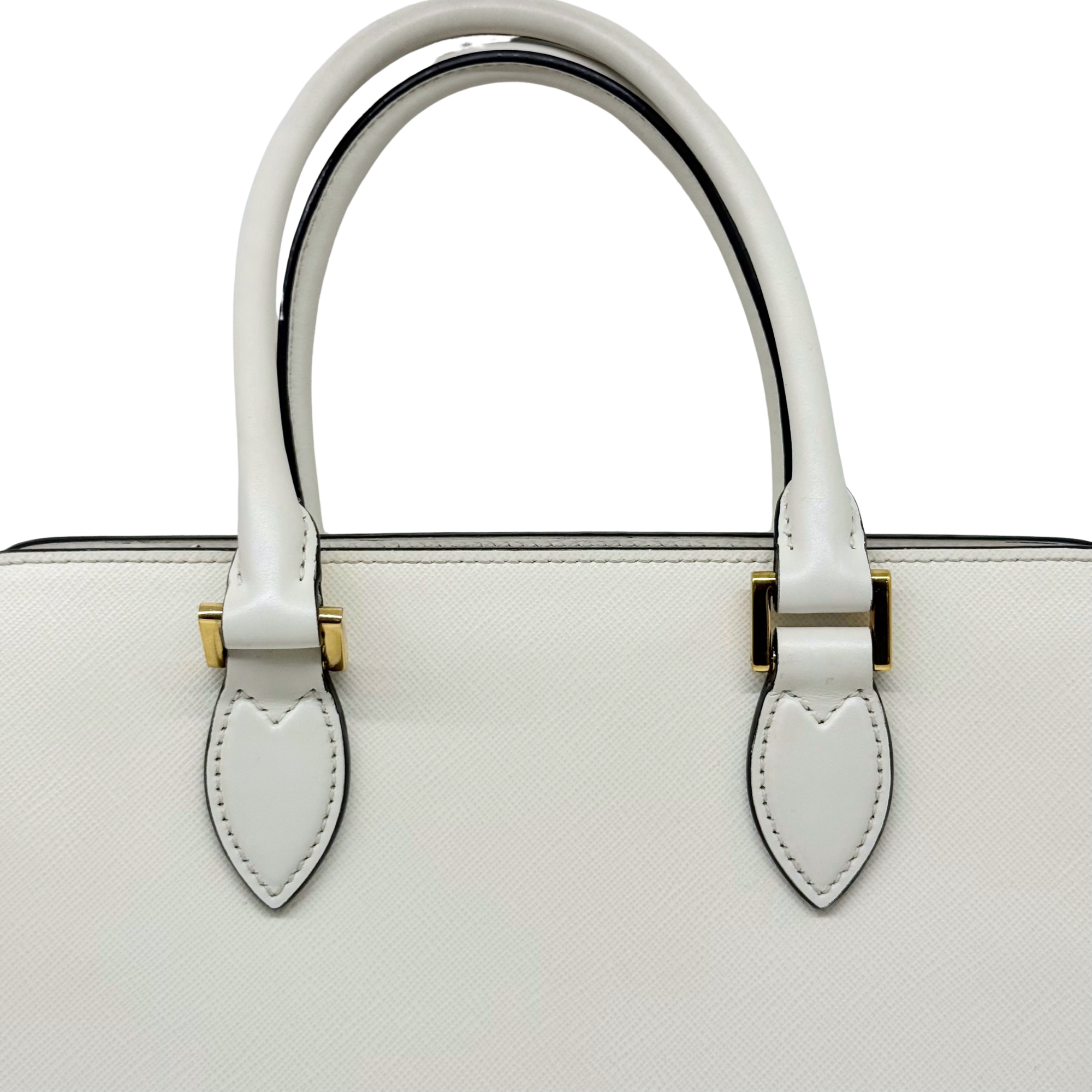 Prada White Saffiano and Soft Leather Borsa a Mano Tote (pre-owned)