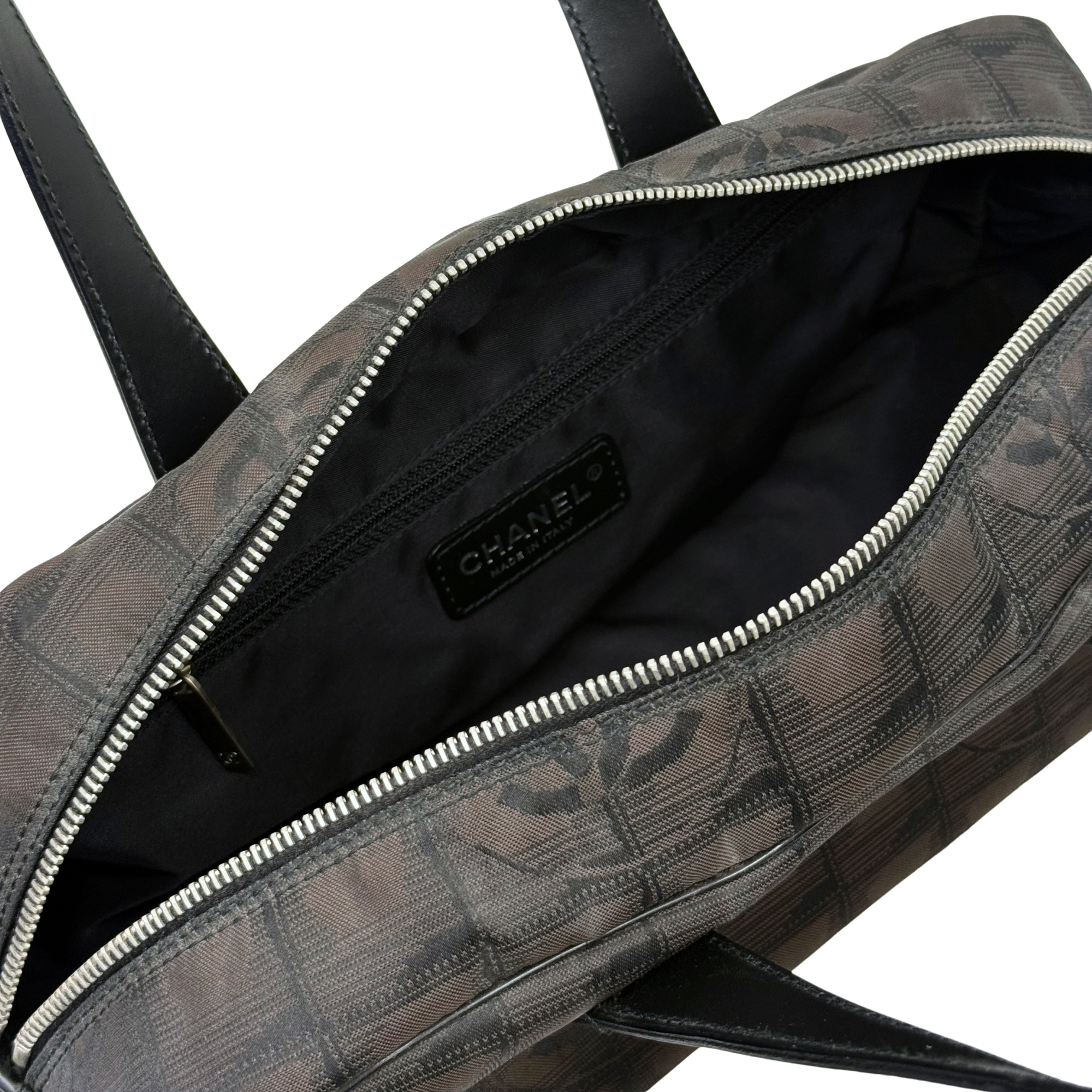 Chanel Travel Line Black Printed Nylon Bowler (pre-owned)