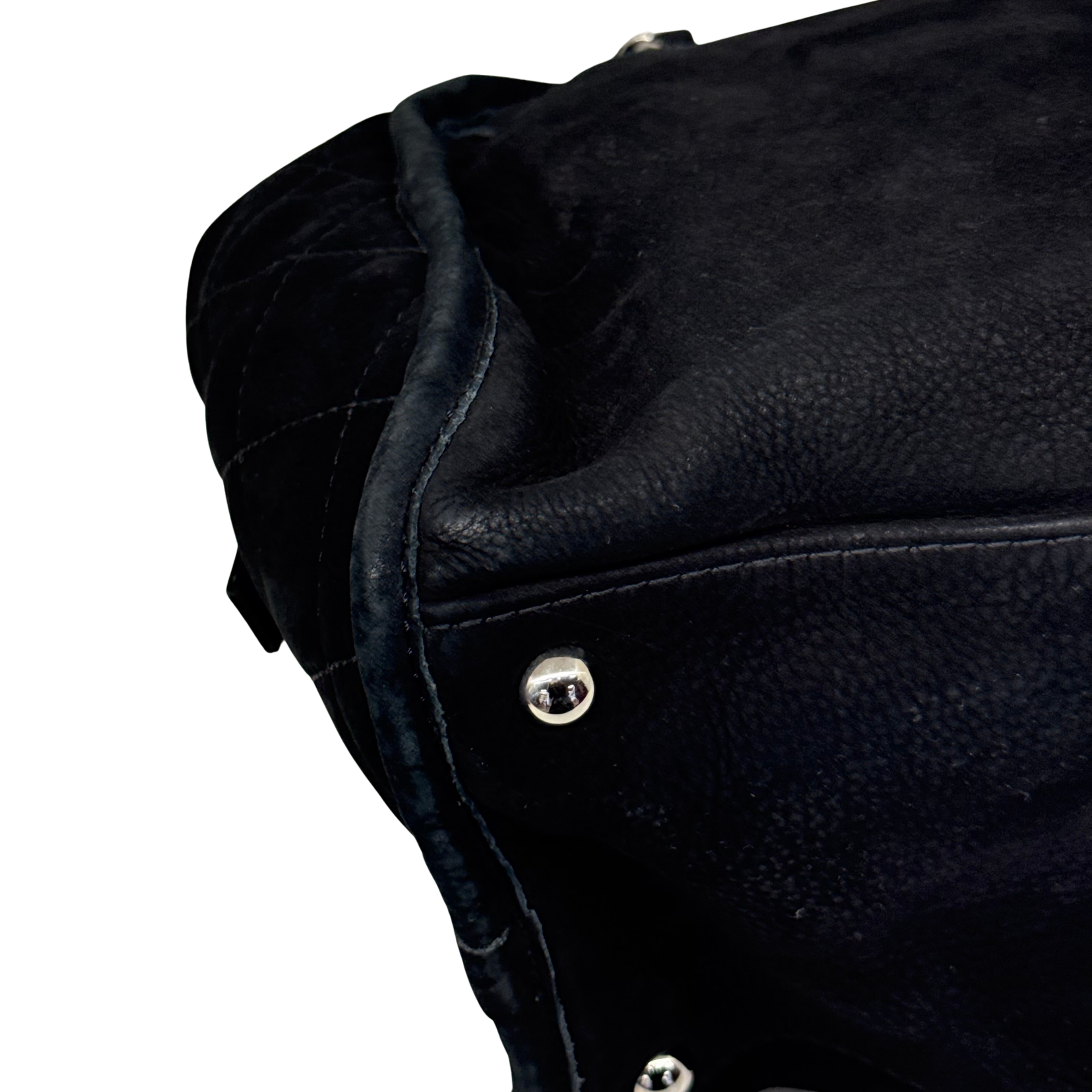 Chanel 2011 Black Nubuck Leather Large CC Shoulder Bag (pre-owned)