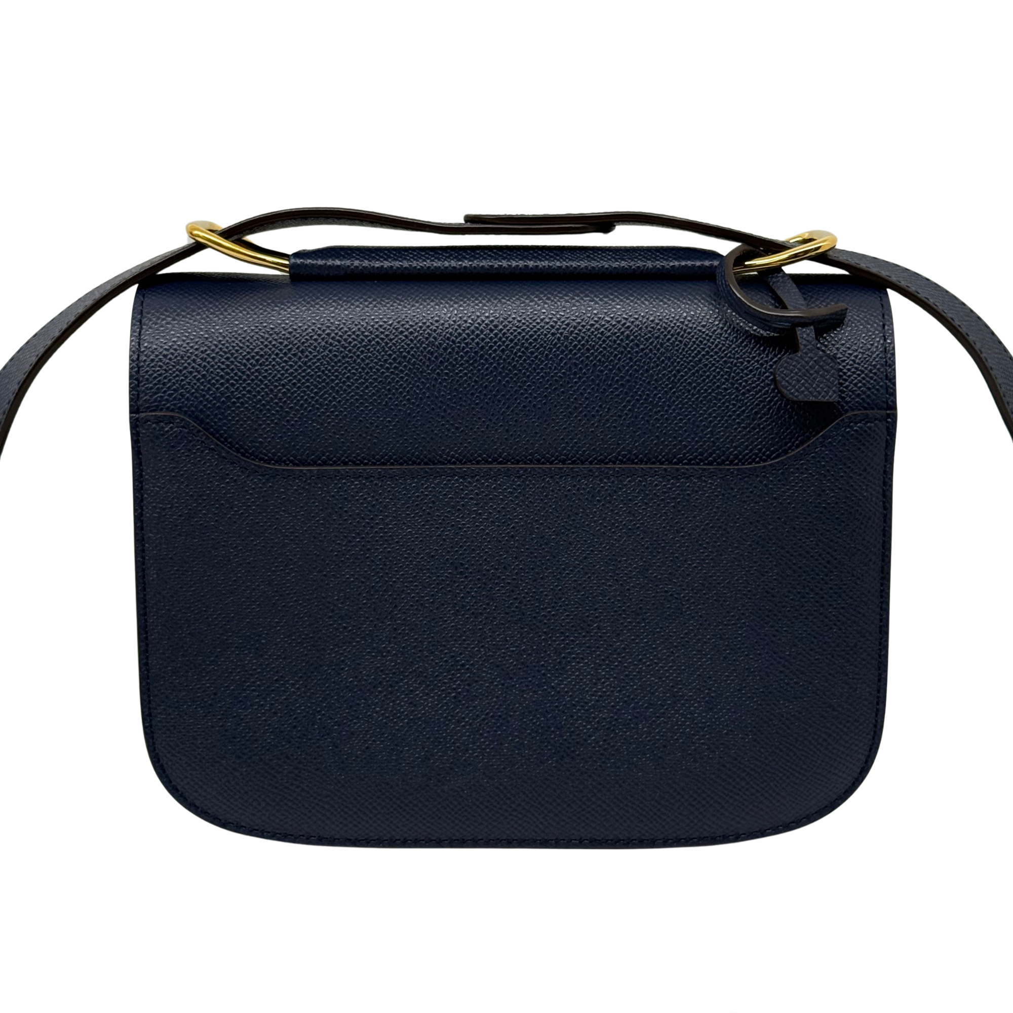 Pre-owned Delvaux navy leather flap satchel with gold clasp and top handle