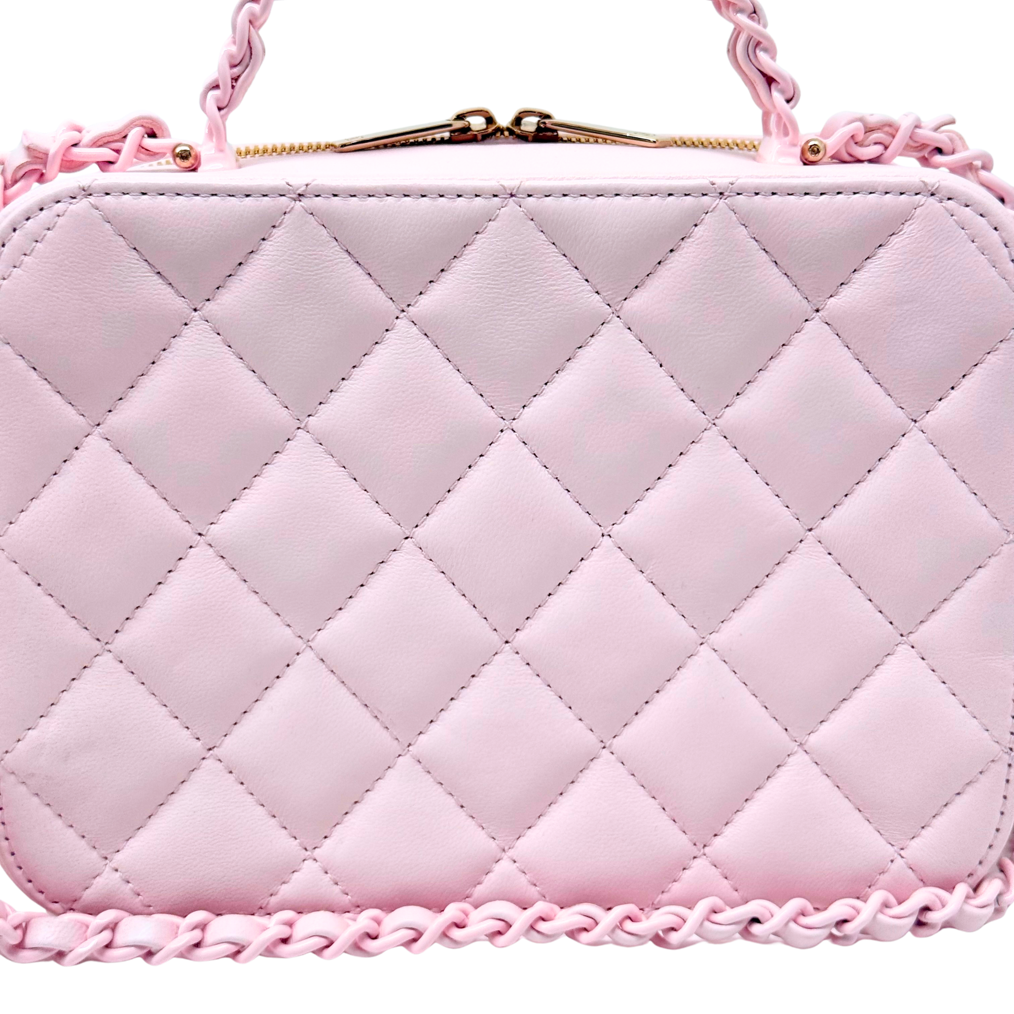 Chanel Pink Vanity Case In Lambskin & Lacquered Metal Microchipped (pre-owned)