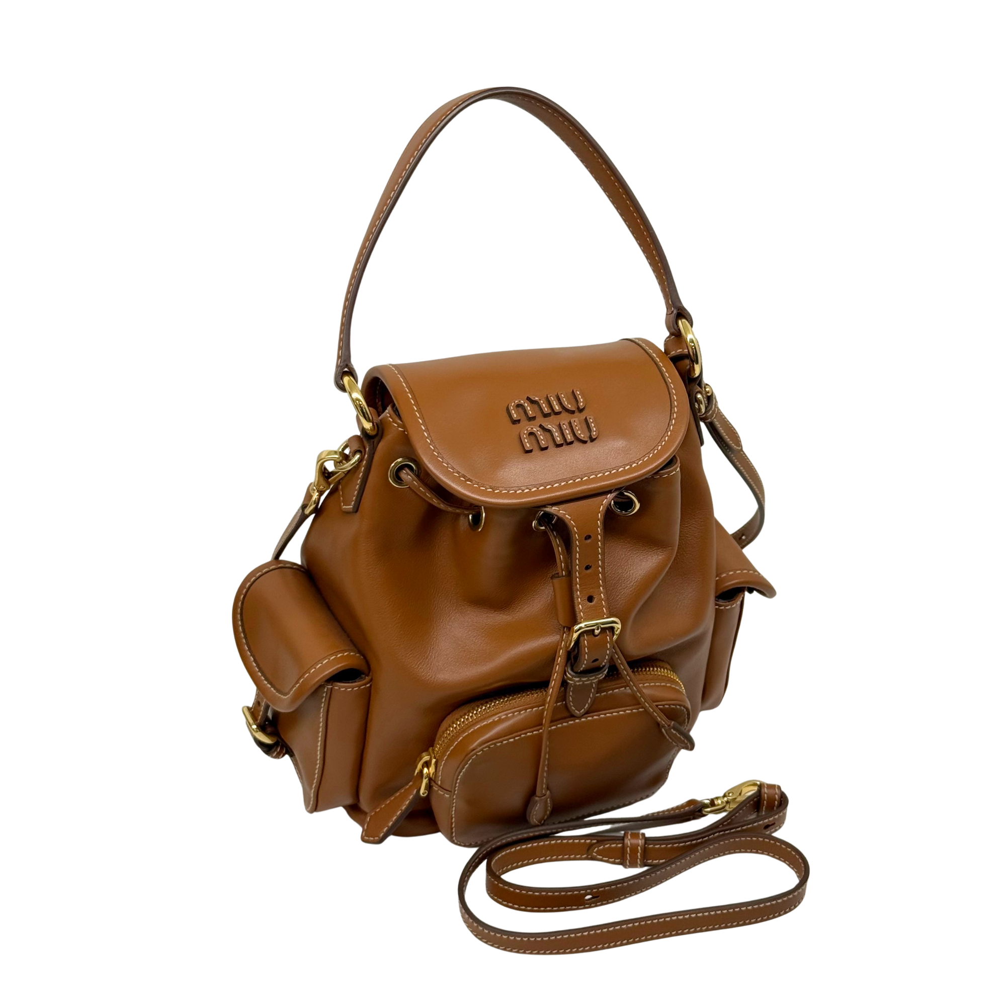 Miu Miu Leather Brown backpack (pre-owned)