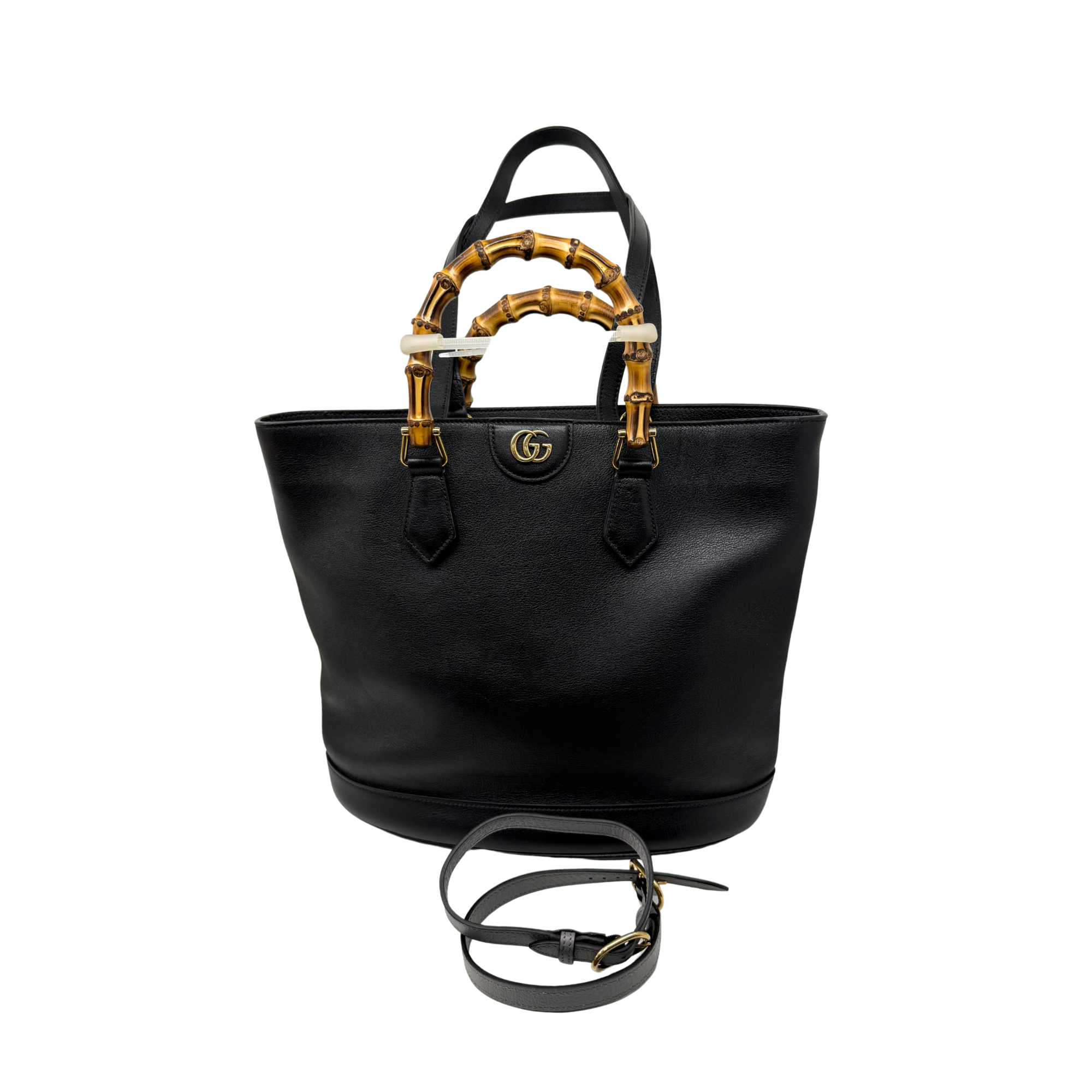 Gucci black bamboo-handle leather tote bag(pre-owned)