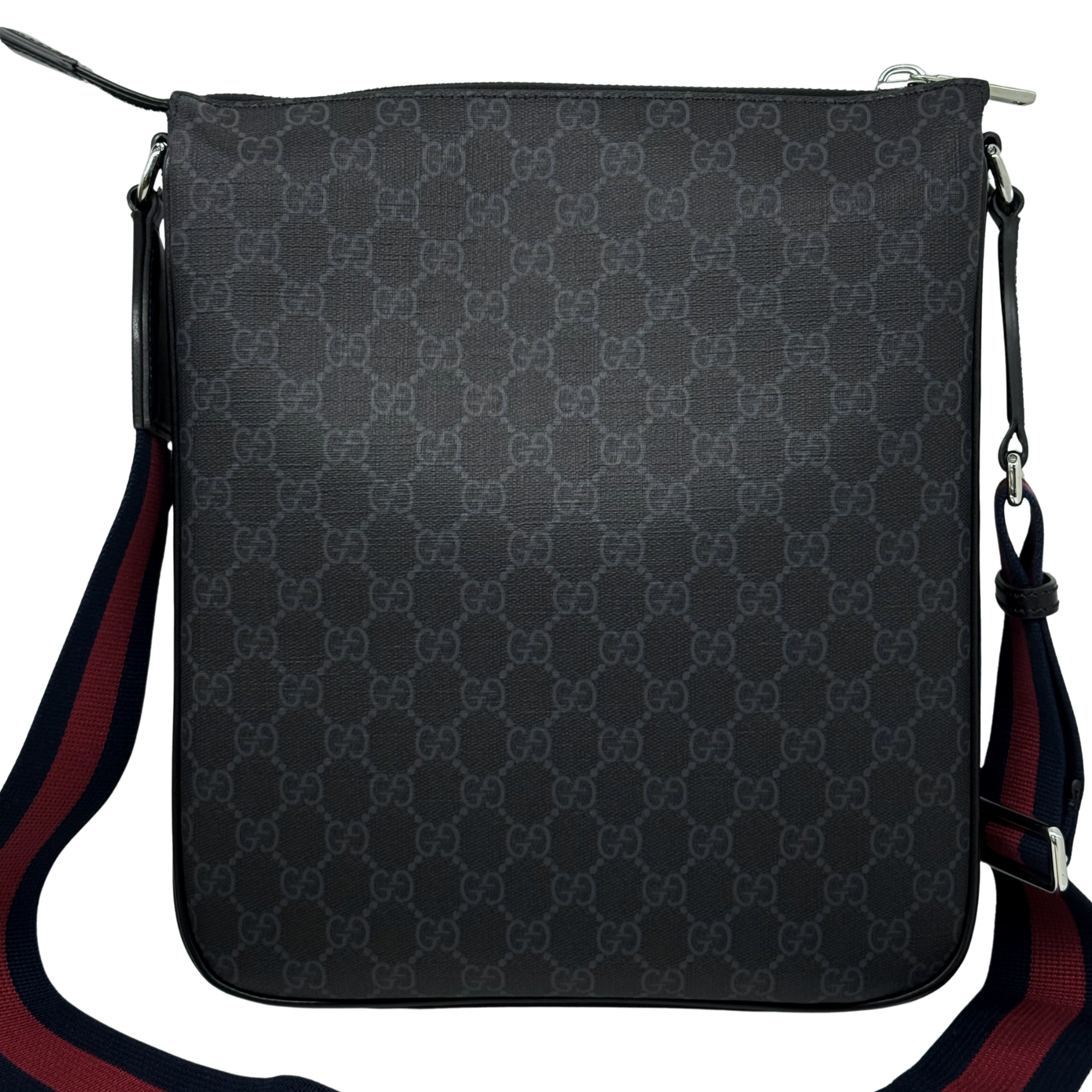 Gucci Web Strap Front Zip Messenger Bag GG Coated Canvas Medium crossbody bag (brand new)