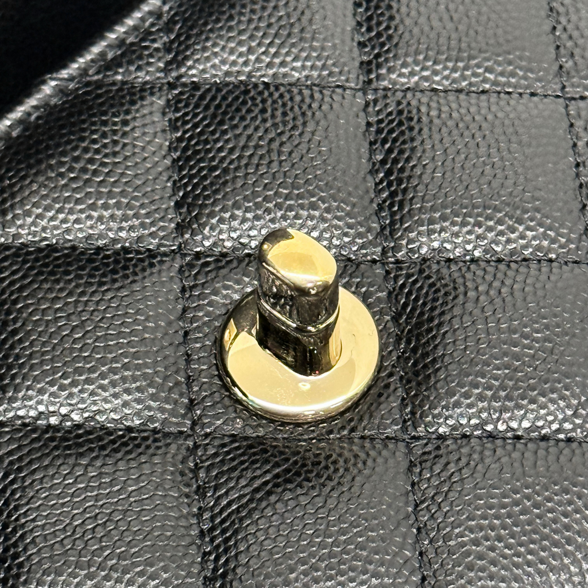 Chanel top handle black caviar